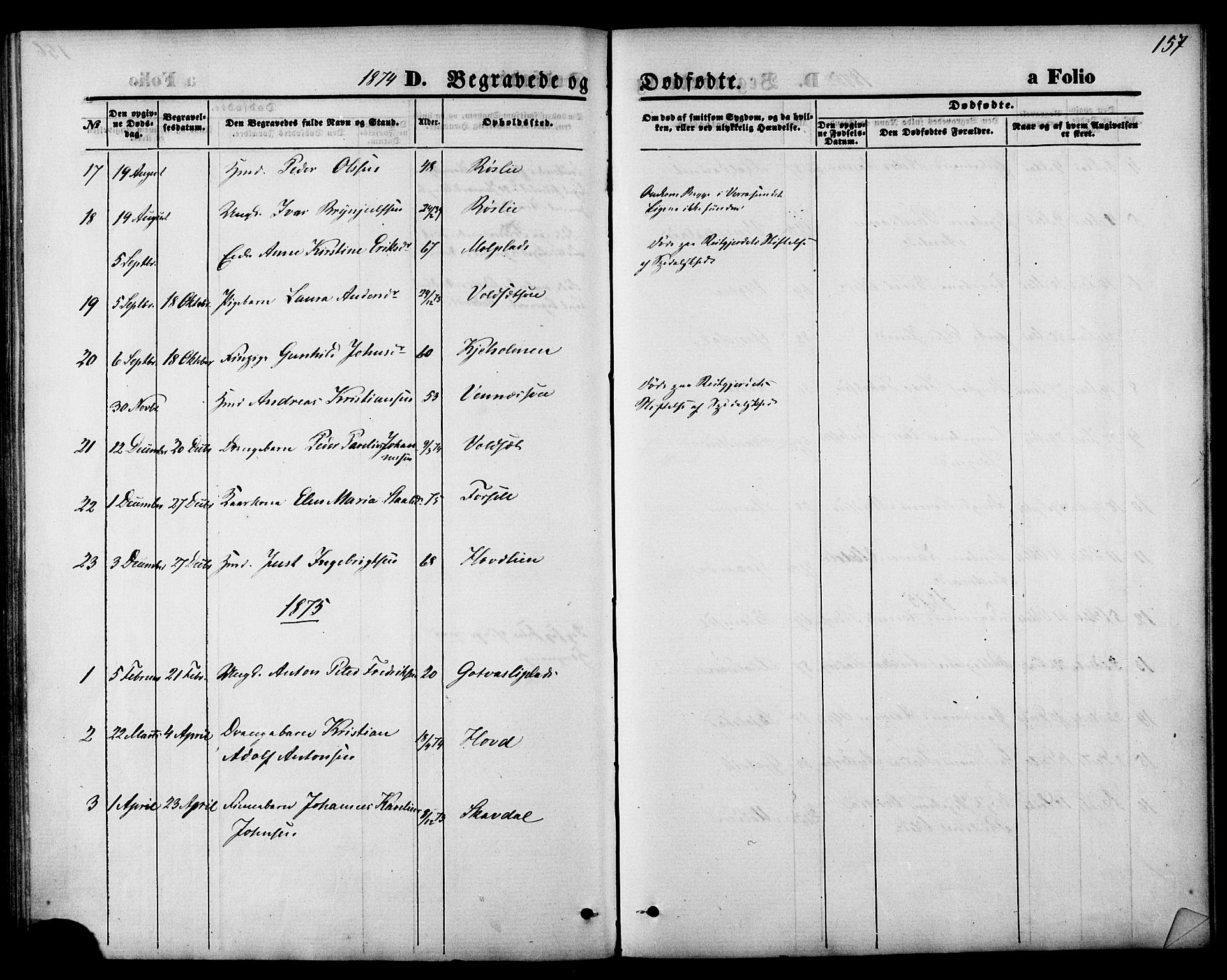Ministerialprotokoller, klokkerbøker og fødselsregistre - Nord-Trøndelag, SAT/A-1458/744/L0419: Parish register (official) no. 744A03, 1867-1881, p. 157