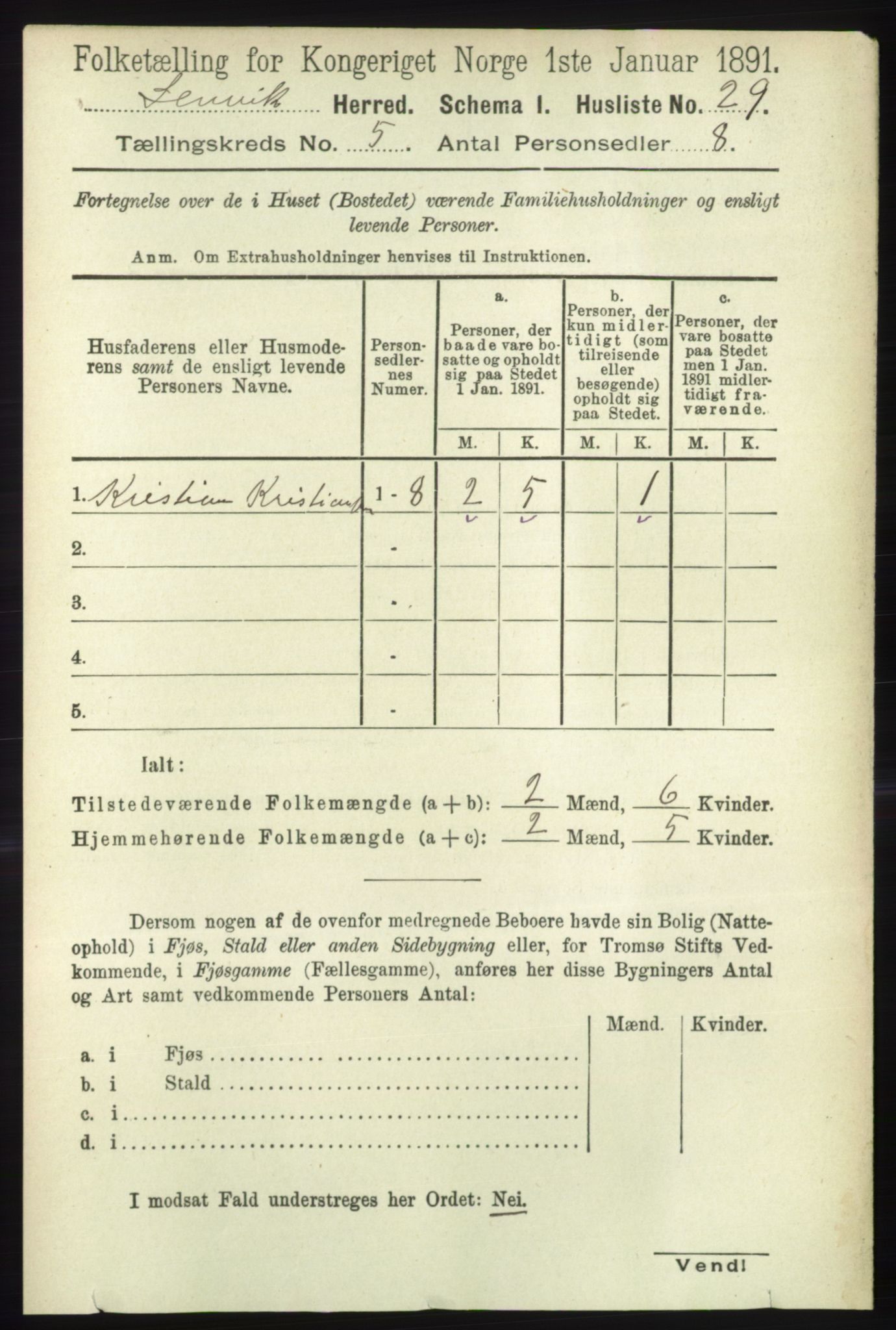 RA, 1891 census for 1931 Lenvik, 1891, p. 2488