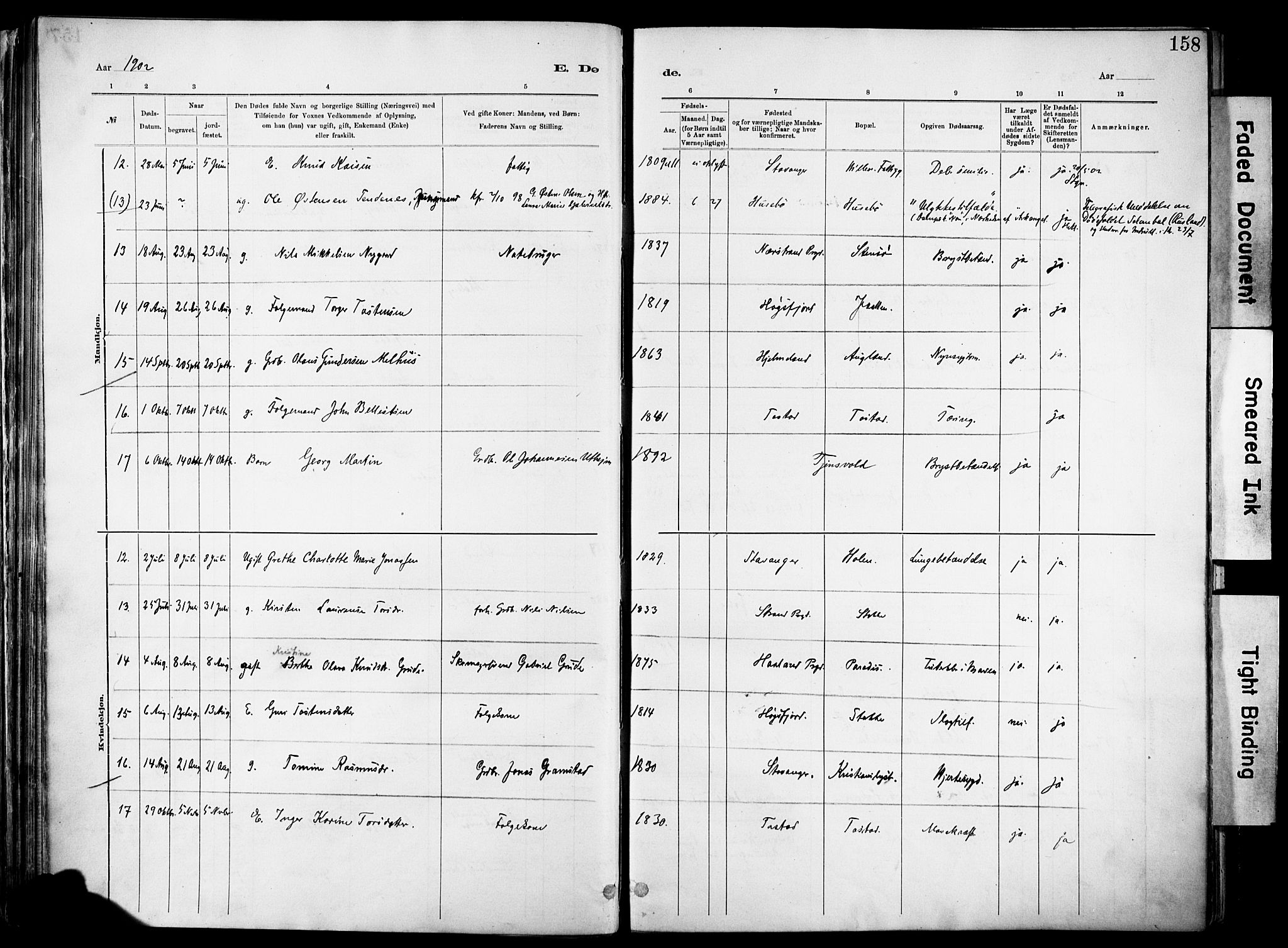 Hetland sokneprestkontor, AV/SAST-A-101826/30/30BA/L0012: Parish register (official) no. A 12, 1882-1912, p. 158