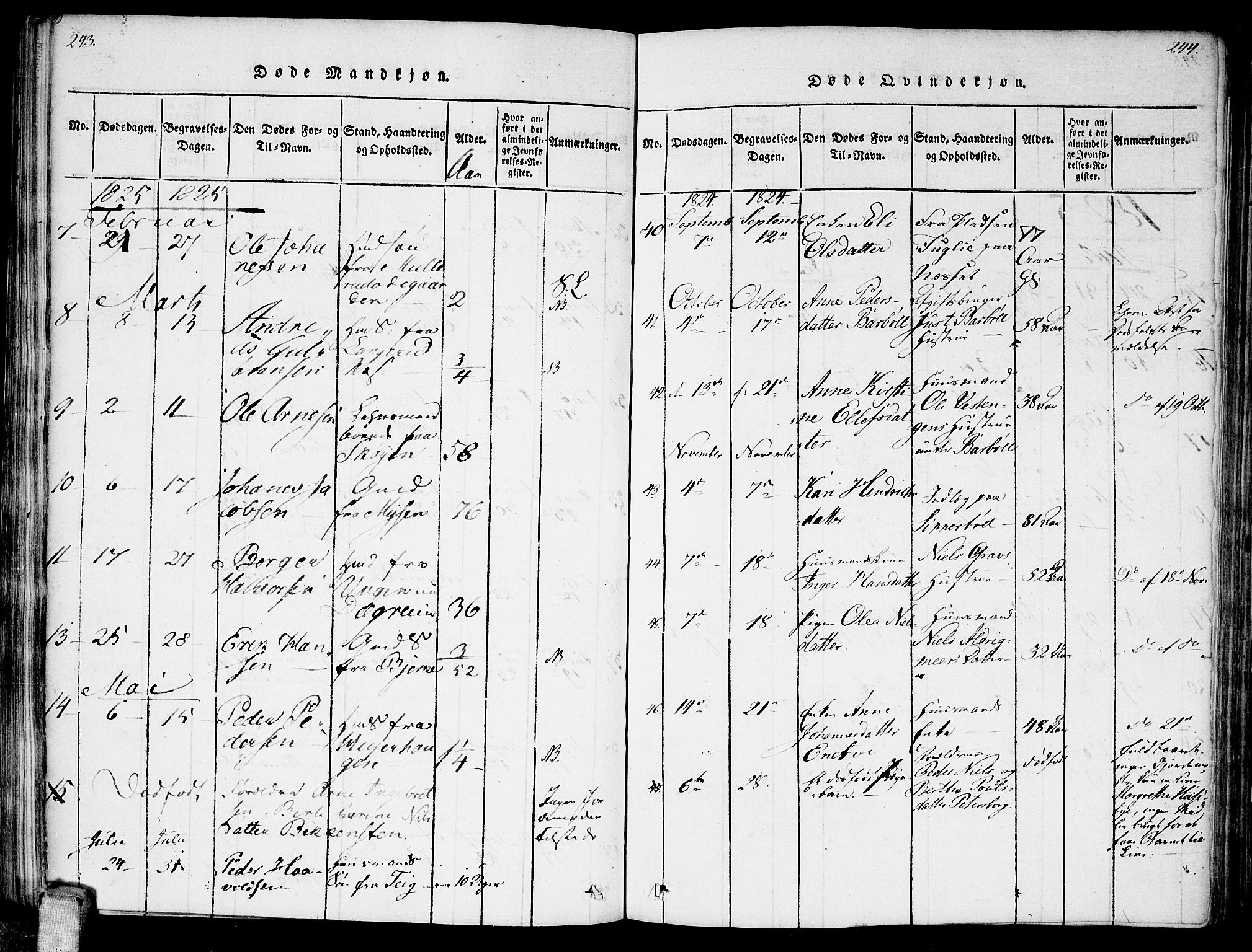 Enebakk prestekontor Kirkebøker, AV/SAO-A-10171c/F/Fa/L0006: Parish register (official) no. I 6, 1815-1832, p. 243-244