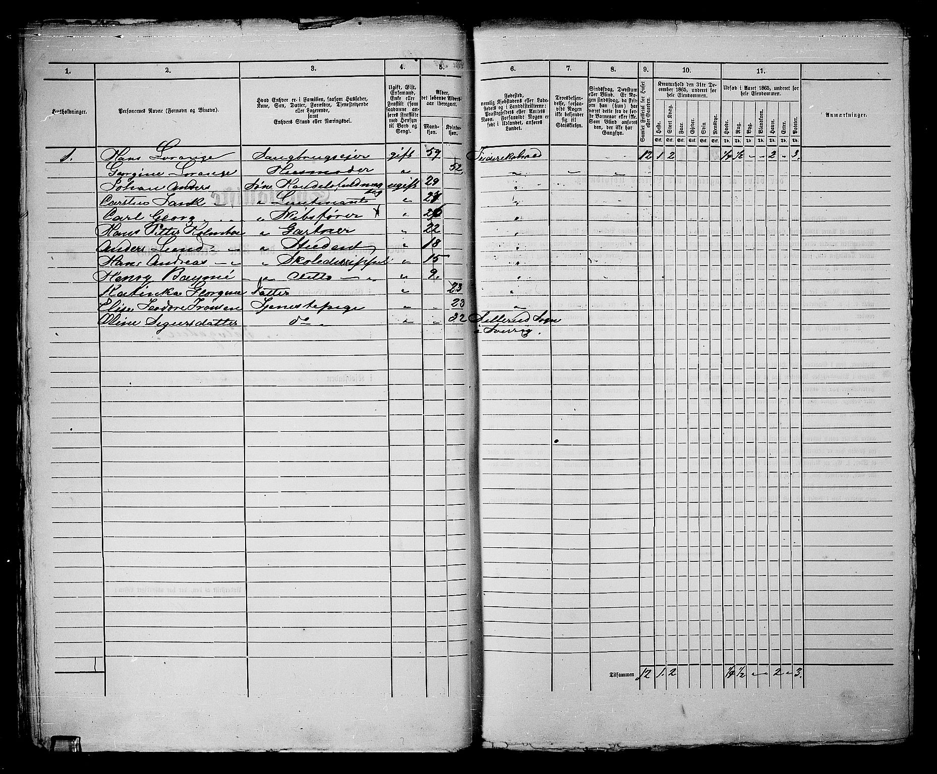 RA, 1865 census for Fredrikshald, 1865, p. 49