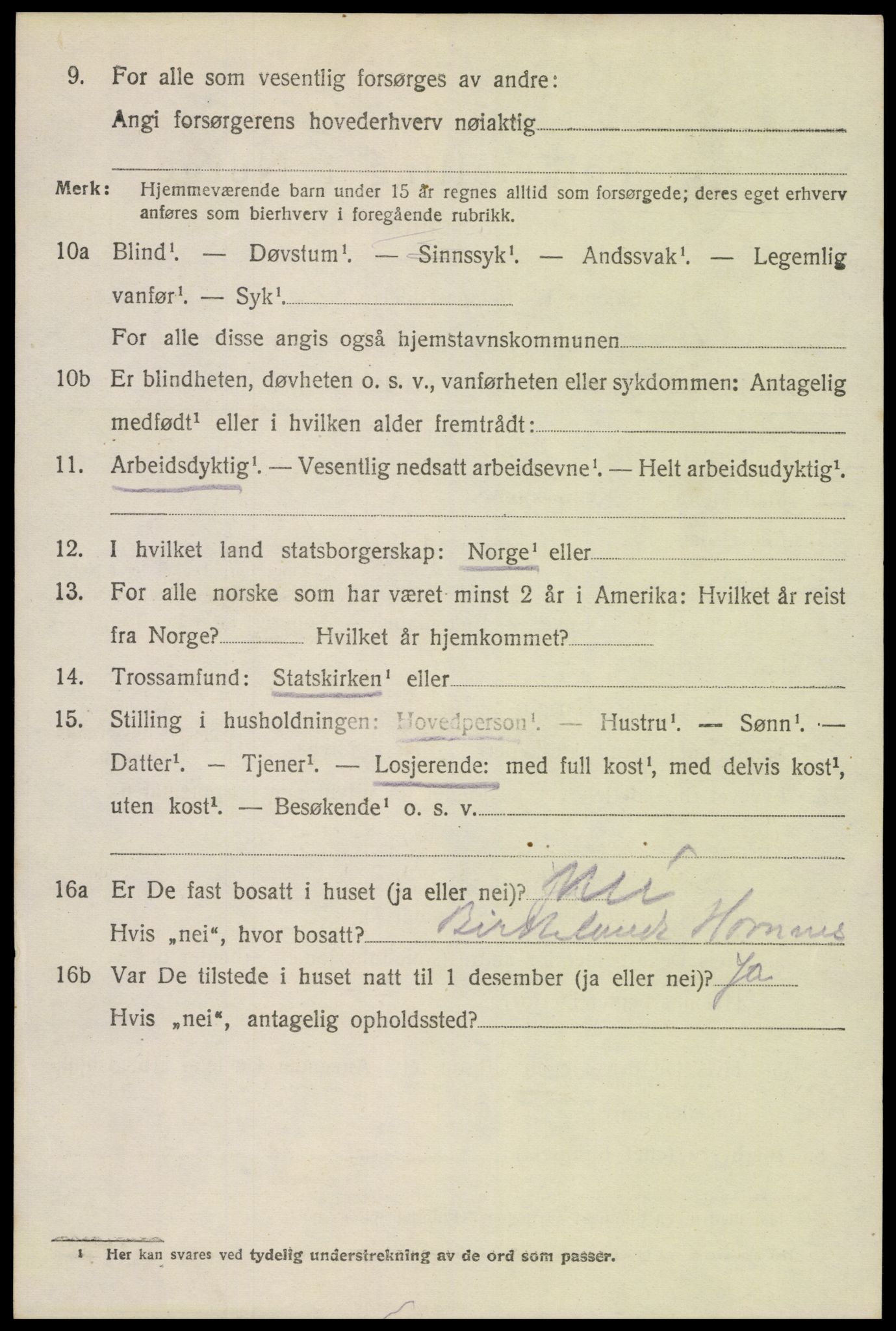 SAK, 1920 census for Hornnes, 1920, p. 2634