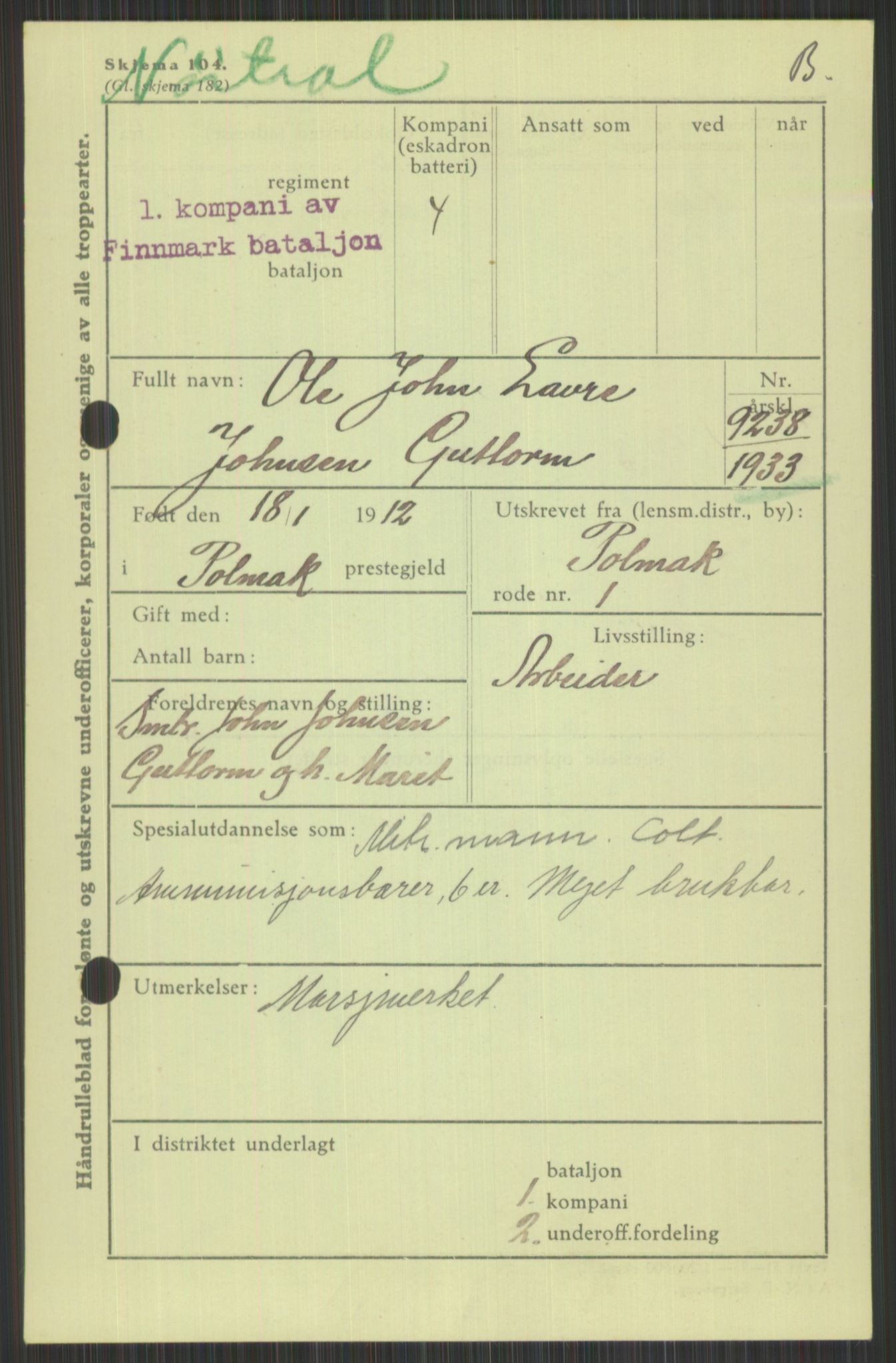 Forsvaret, Varanger bataljon, AV/RA-RAFA-2258/1/D/L0440: Rulleblad for fødte 1892-1912, 1892-1912, p. 1583