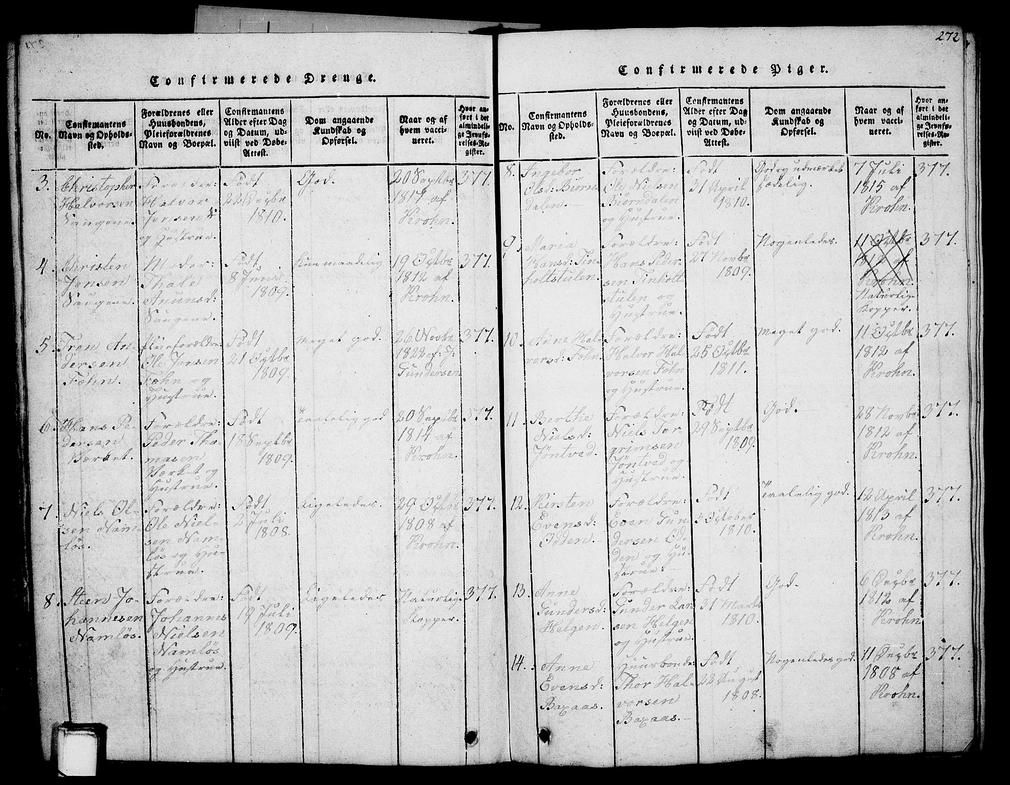 Holla kirkebøker, AV/SAKO-A-272/G/Ga/L0001: Parish register (copy) no. I 1, 1814-1830, p. 272