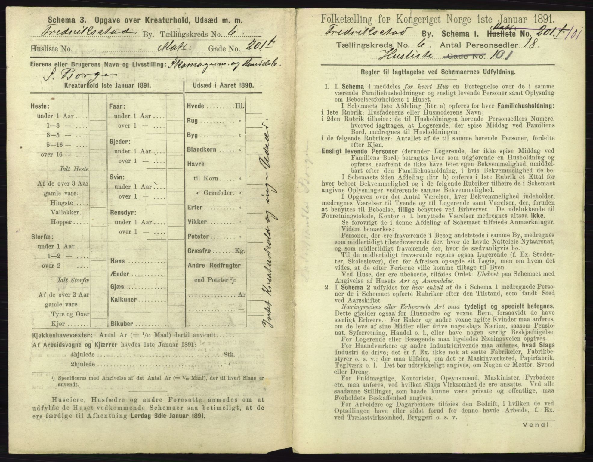 RA, 1891 census for 0103 Fredrikstad, 1891, p. 1318