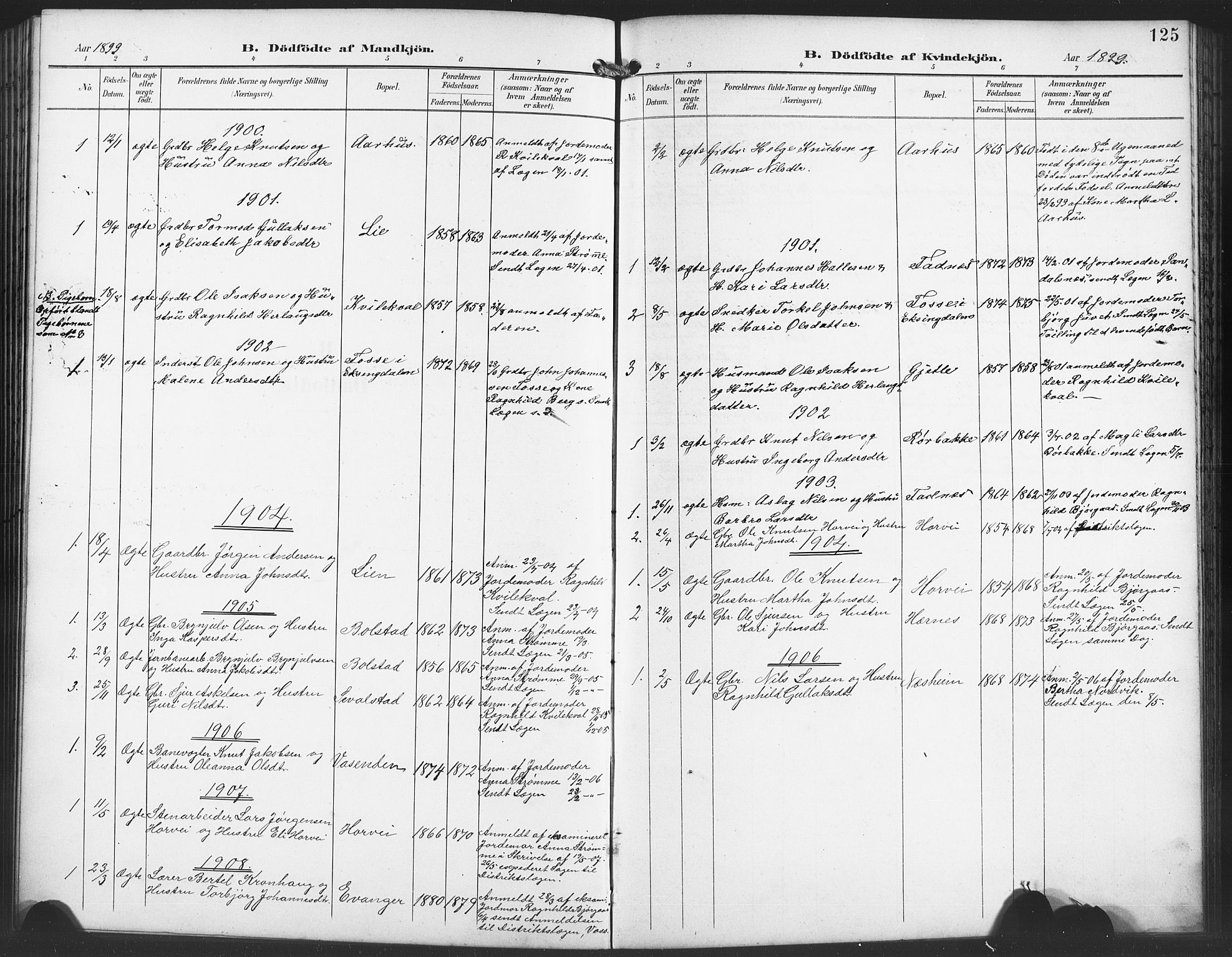 Evanger sokneprestembete, SAB/A-99924: Parish register (copy) no. A 5, 1897-1917, p. 125