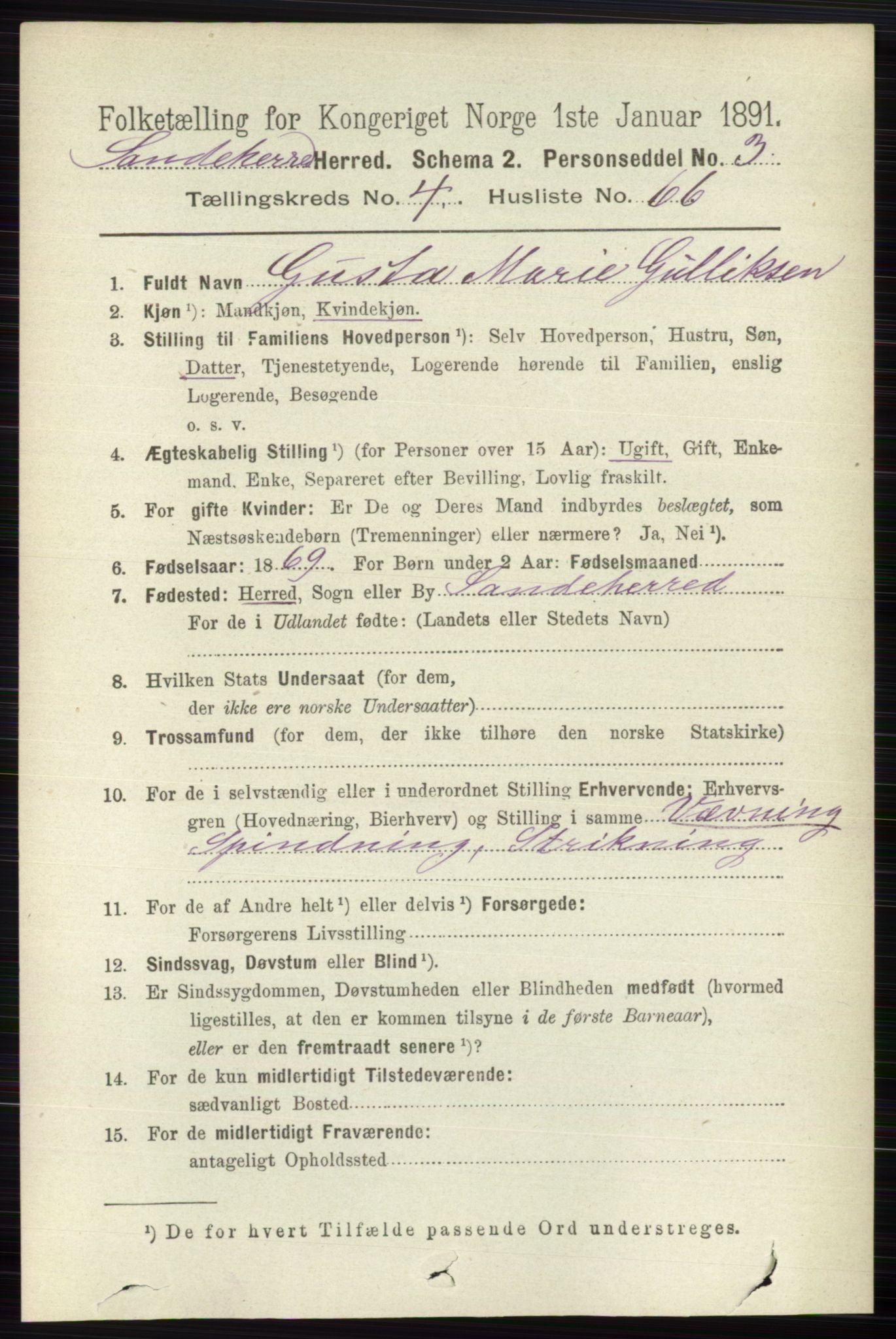 RA, 1891 census for 0724 Sandeherred, 1891, p. 2689