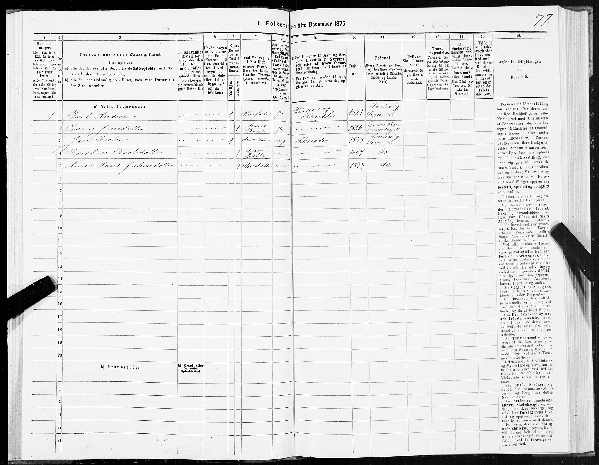 SAT, 1875 census for 1729P Inderøy, 1875, p. 4077