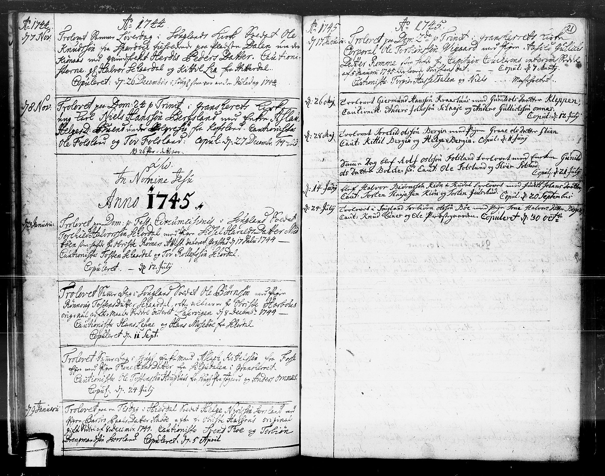 Hjartdal kirkebøker, SAKO/A-270/F/Fa/L0004: Parish register (official) no. I 4, 1727-1795, p. 21