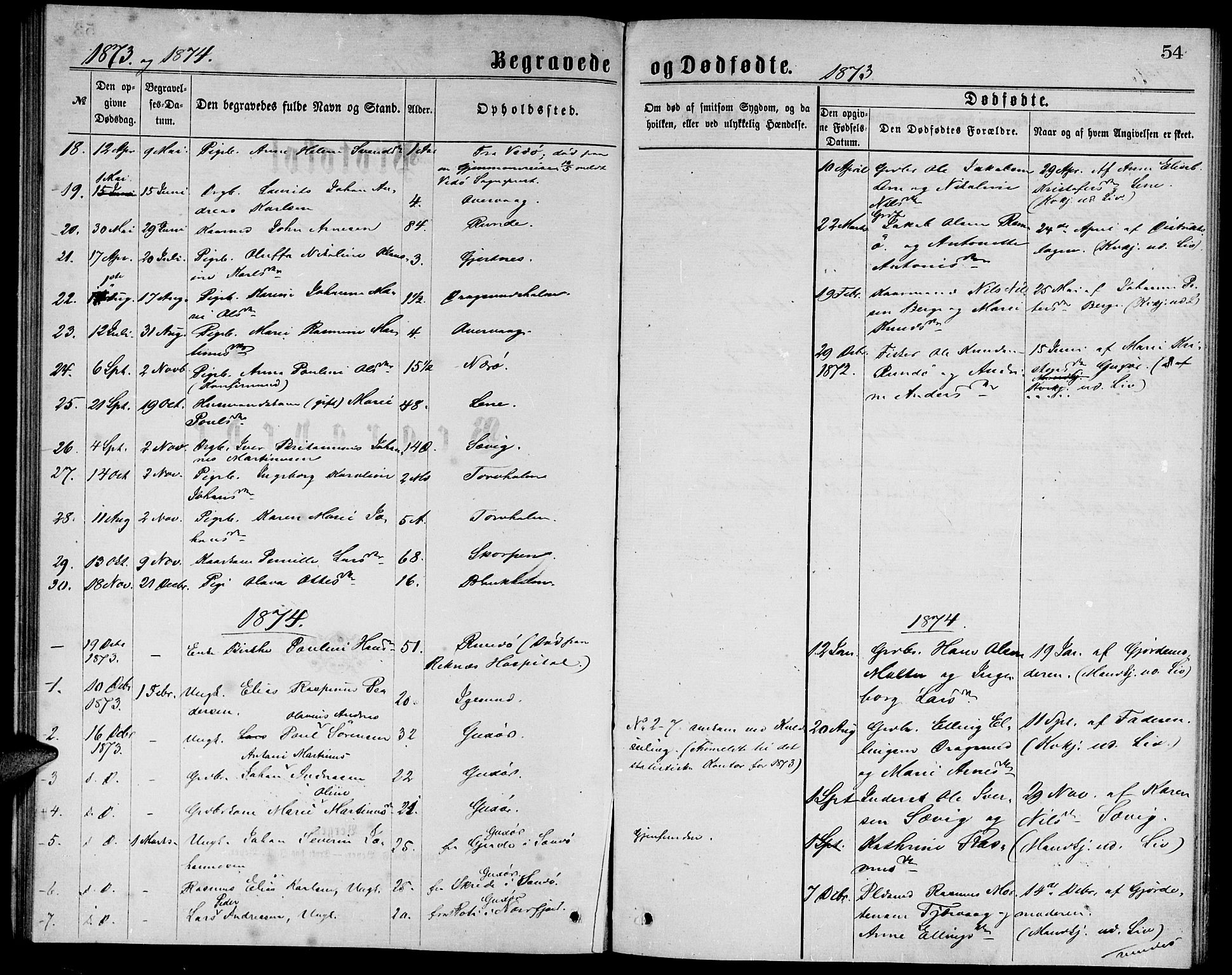 Ministerialprotokoller, klokkerbøker og fødselsregistre - Møre og Romsdal, SAT/A-1454/507/L0072: Parish register (official) no. 507A07, 1869-1878, p. 54