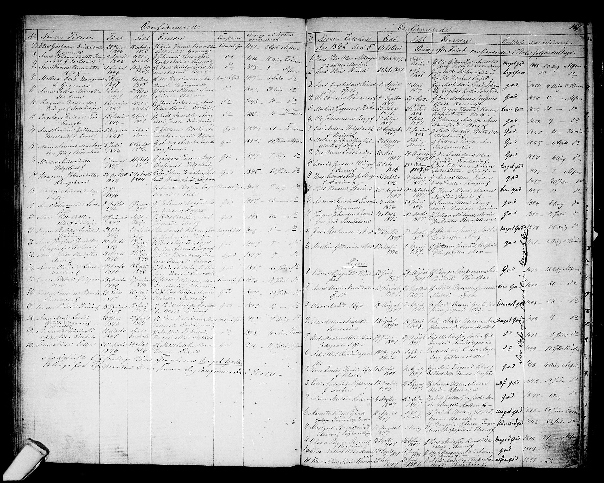 Hole kirkebøker, AV/SAKO-A-228/G/Ga/L0002: Parish register (copy) no. I 2, 1842-1878, p. 167