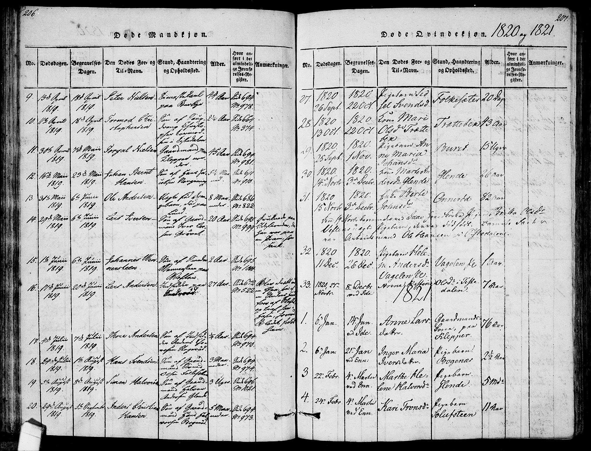 Idd prestekontor Kirkebøker, AV/SAO-A-10911/F/Fc/L0002: Parish register (official) no. III 2, 1815-1831, p. 206-207