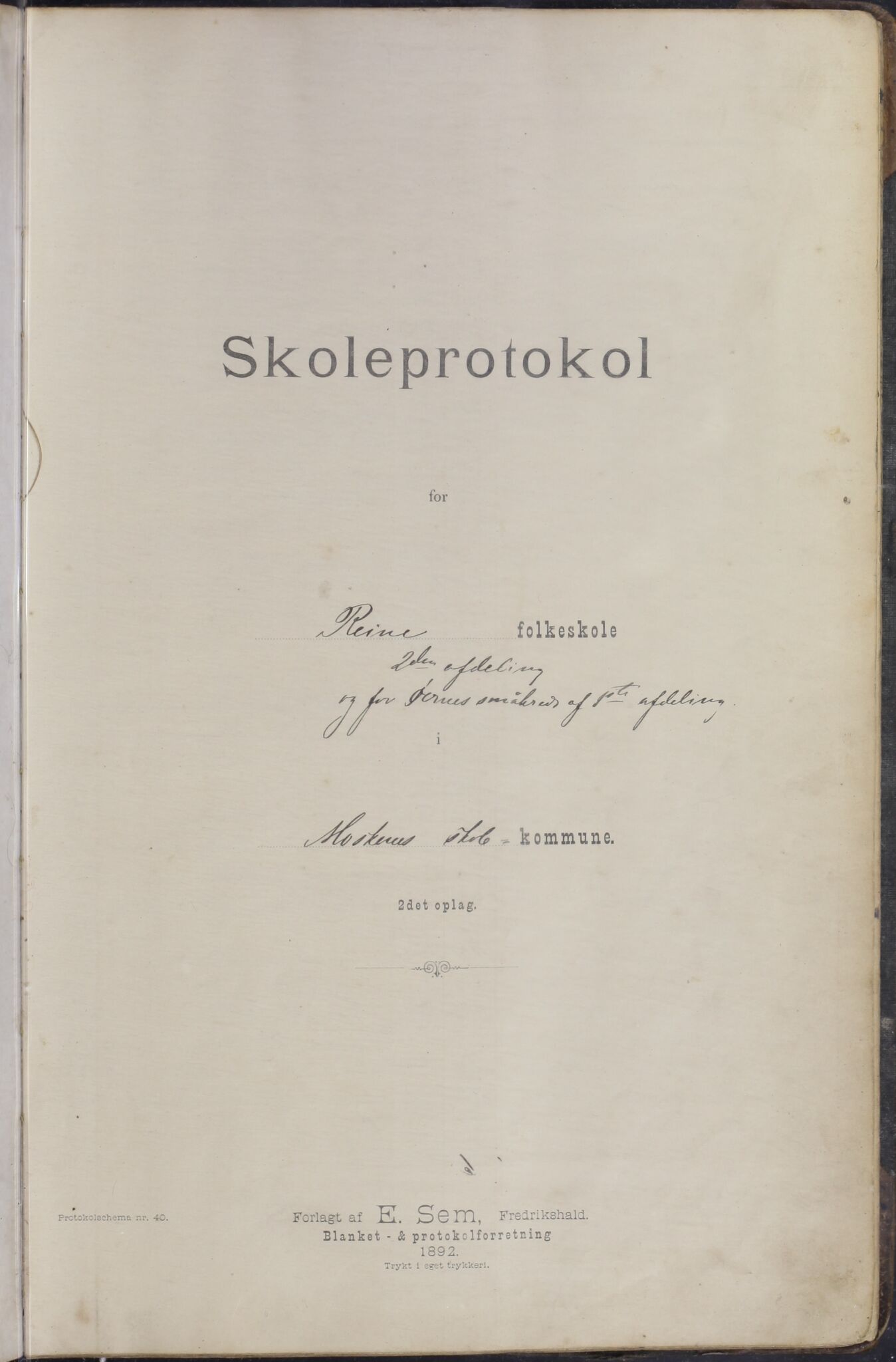 Moskenes kommune. Reine skolekrets, AIN/K-18740.510.03/F/Fb/L0003: Karakterprotokoll, 1892-1913