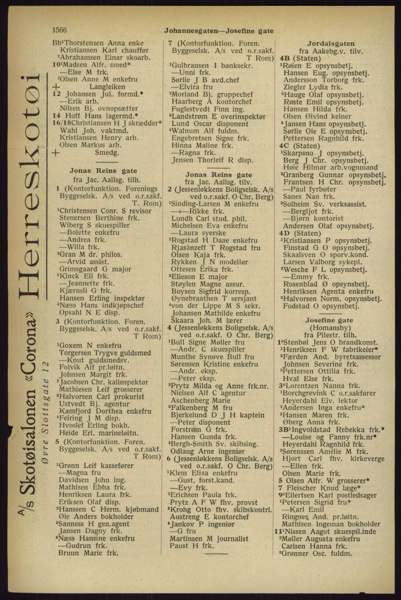 Kristiania/Oslo adressebok, PUBL/-, 1927, p. 1566