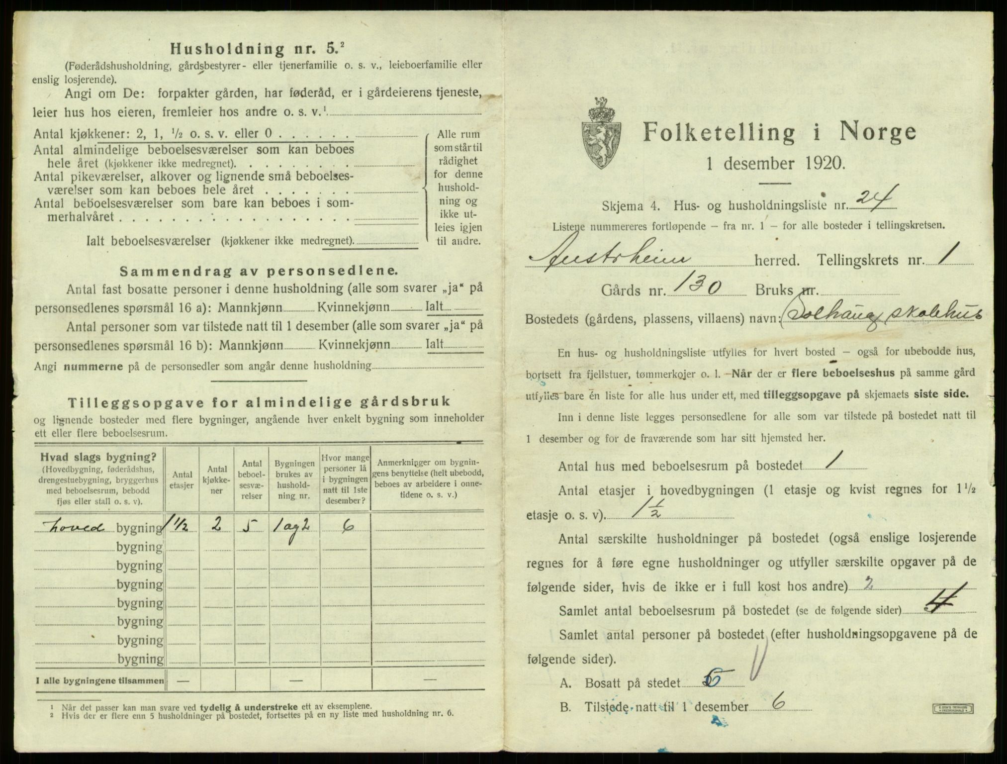 SAB, 1920 census for Austrheim, 1920, p. 107