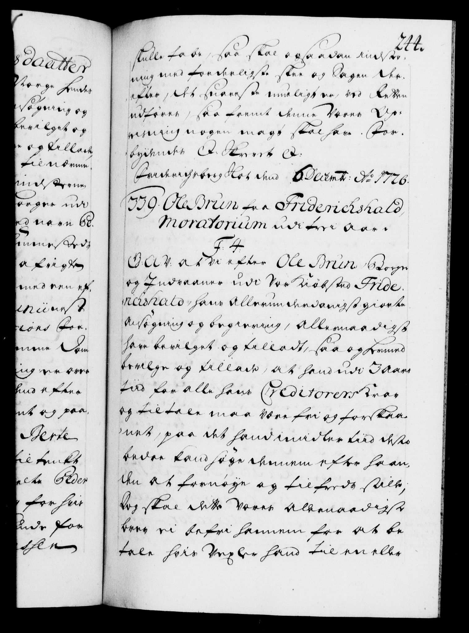 Danske Kanselli 1572-1799, AV/RA-EA-3023/F/Fc/Fca/Fcaa/L0025: Norske registre, 1726-1728, p. 244a