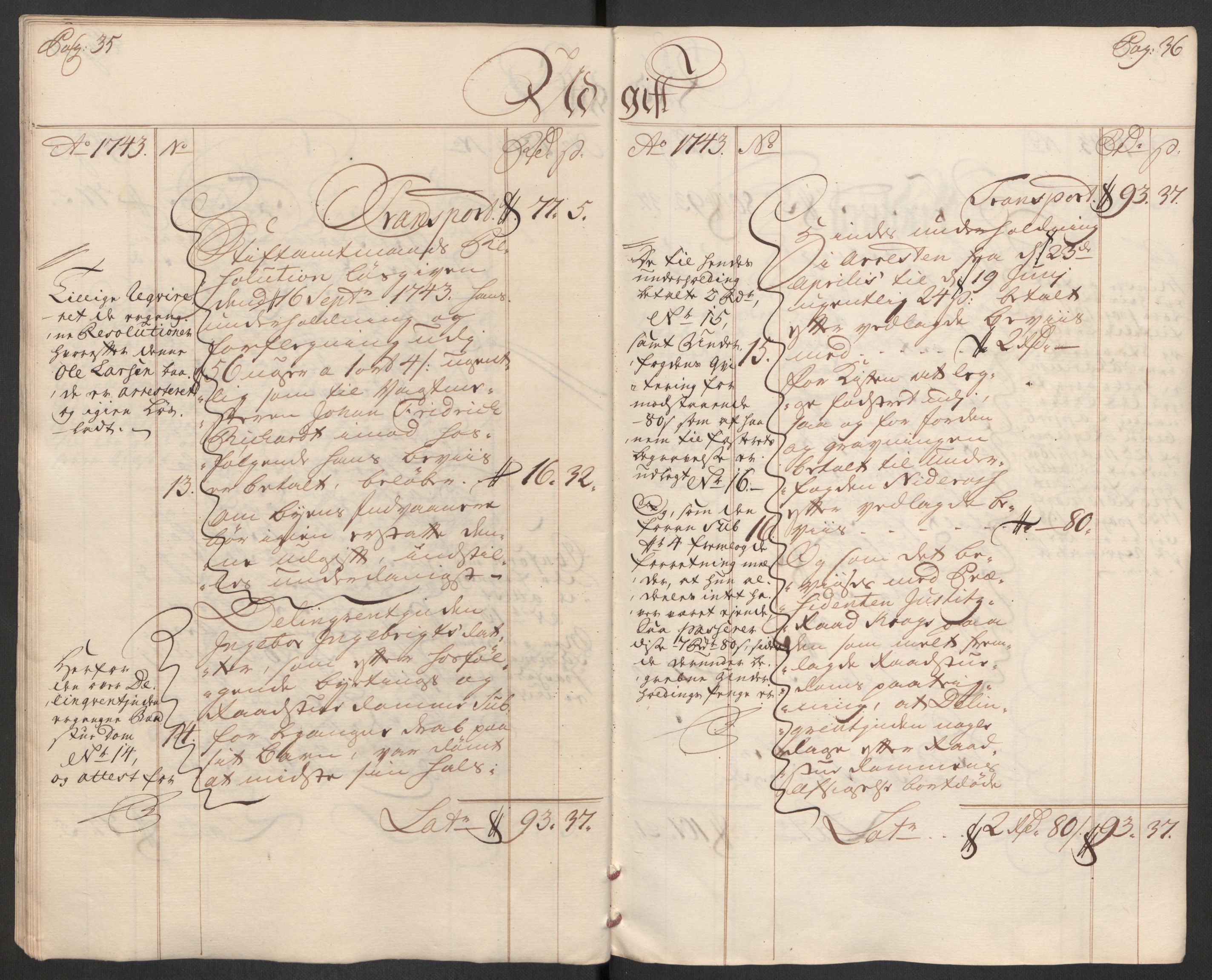 Rentekammeret inntil 1814, Reviderte regnskaper, Byregnskaper, AV/RA-EA-4066/R/Rs/L0541: [S22] Sikt og sakefall, 1743-1746, p. 22