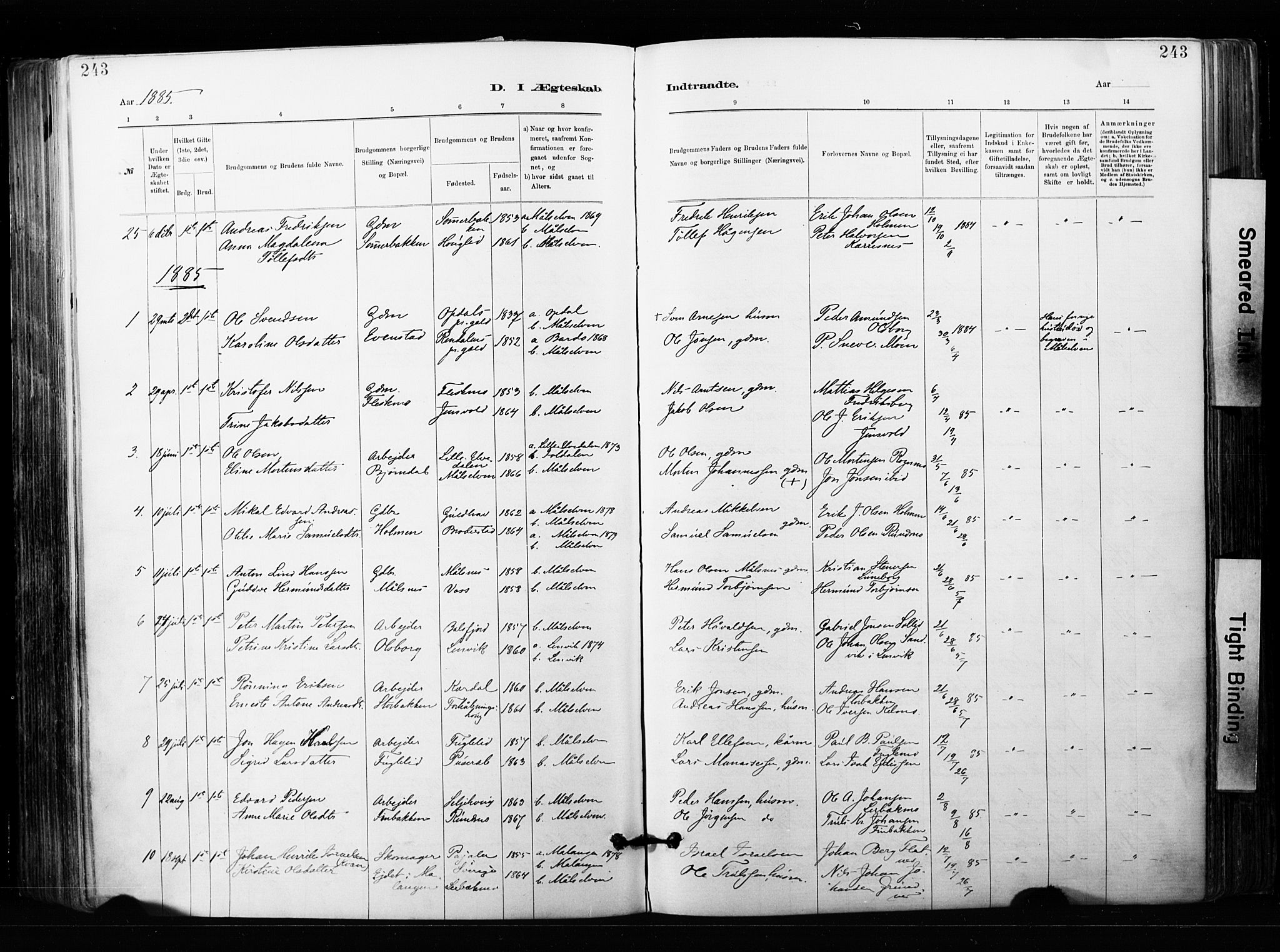 Målselv sokneprestembete, SATØ/S-1311/G/Ga/Gaa/L0007kirke: Parish register (official) no. 7, 1884-1903, p. 243