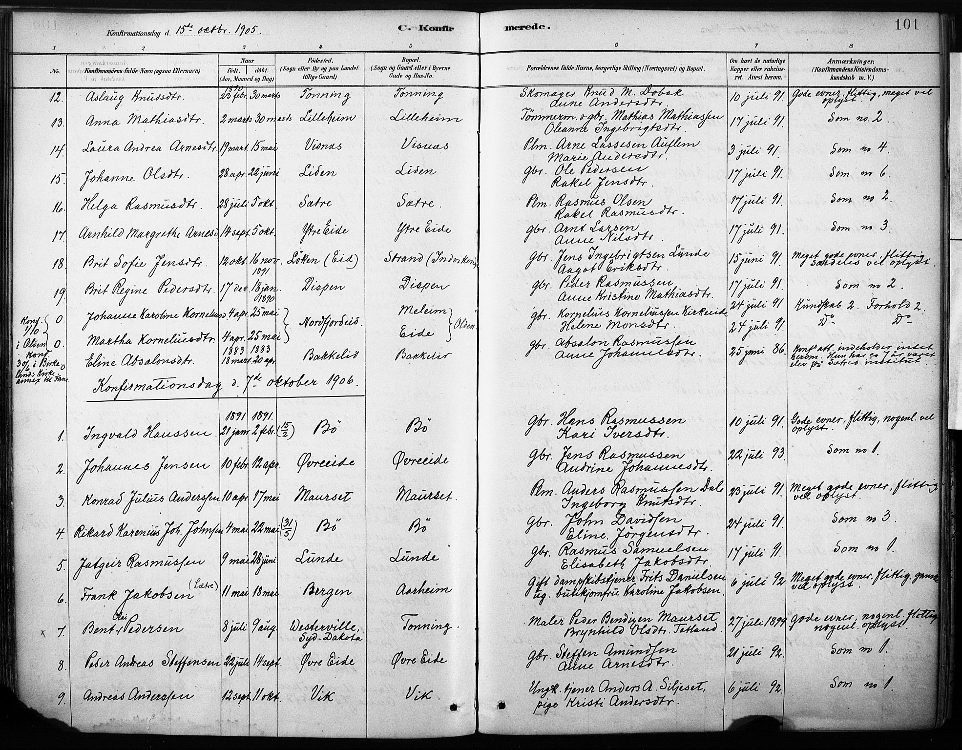 Stryn Sokneprestembete, SAB/A-82501: Parish register (official) no. B 1, 1878-1907, p. 101