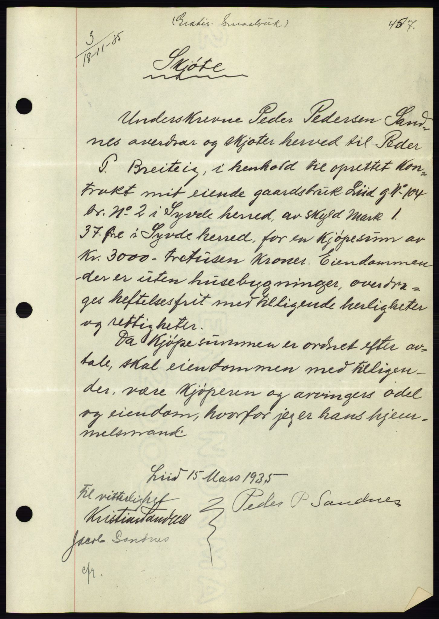 Søre Sunnmøre sorenskriveri, AV/SAT-A-4122/1/2/2C/L0059: Mortgage book no. 53, 1935-1935, Deed date: 18.11.1935