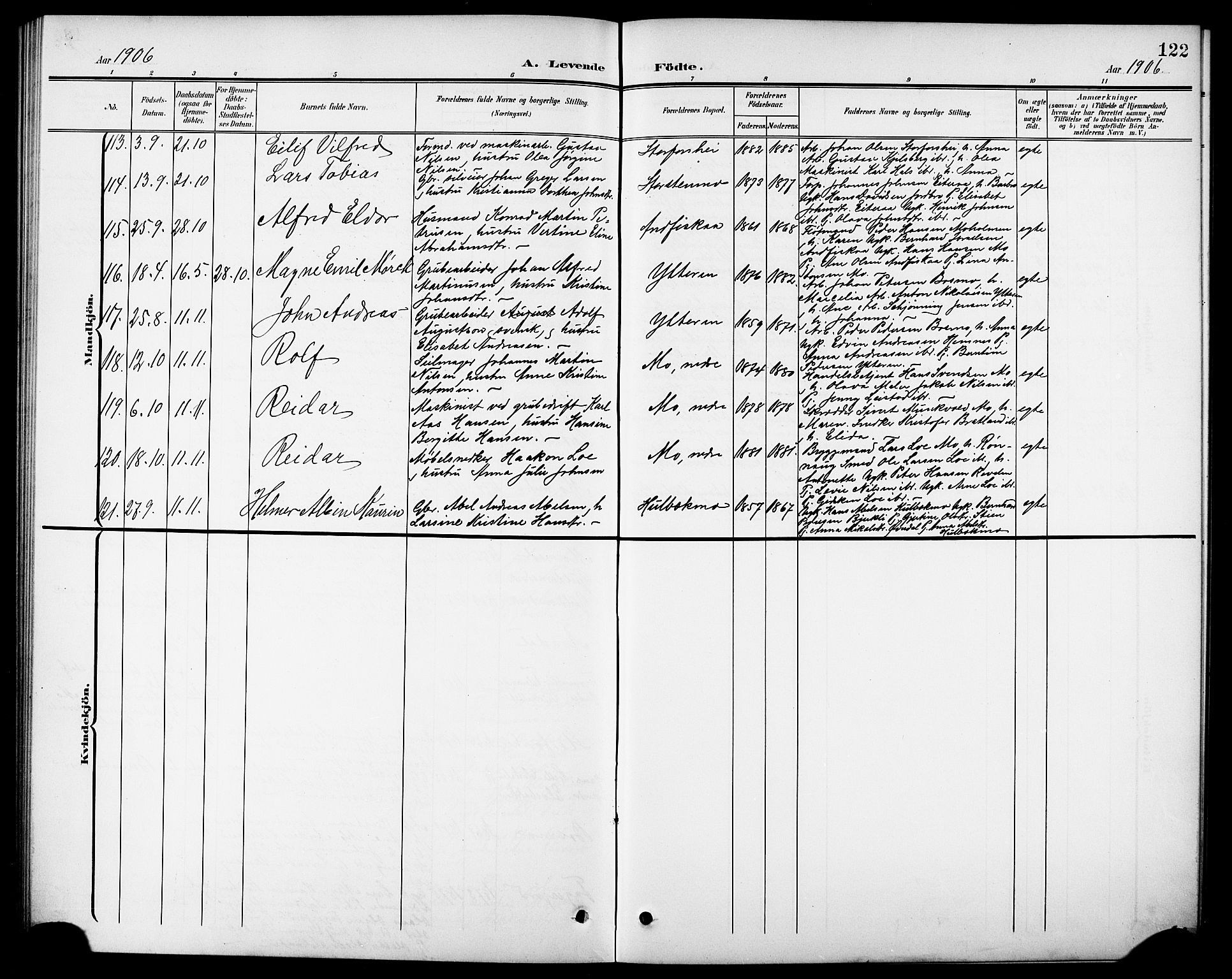 Ministerialprotokoller, klokkerbøker og fødselsregistre - Nordland, AV/SAT-A-1459/827/L0422: Parish register (copy) no. 827C11, 1899-1912, p. 122