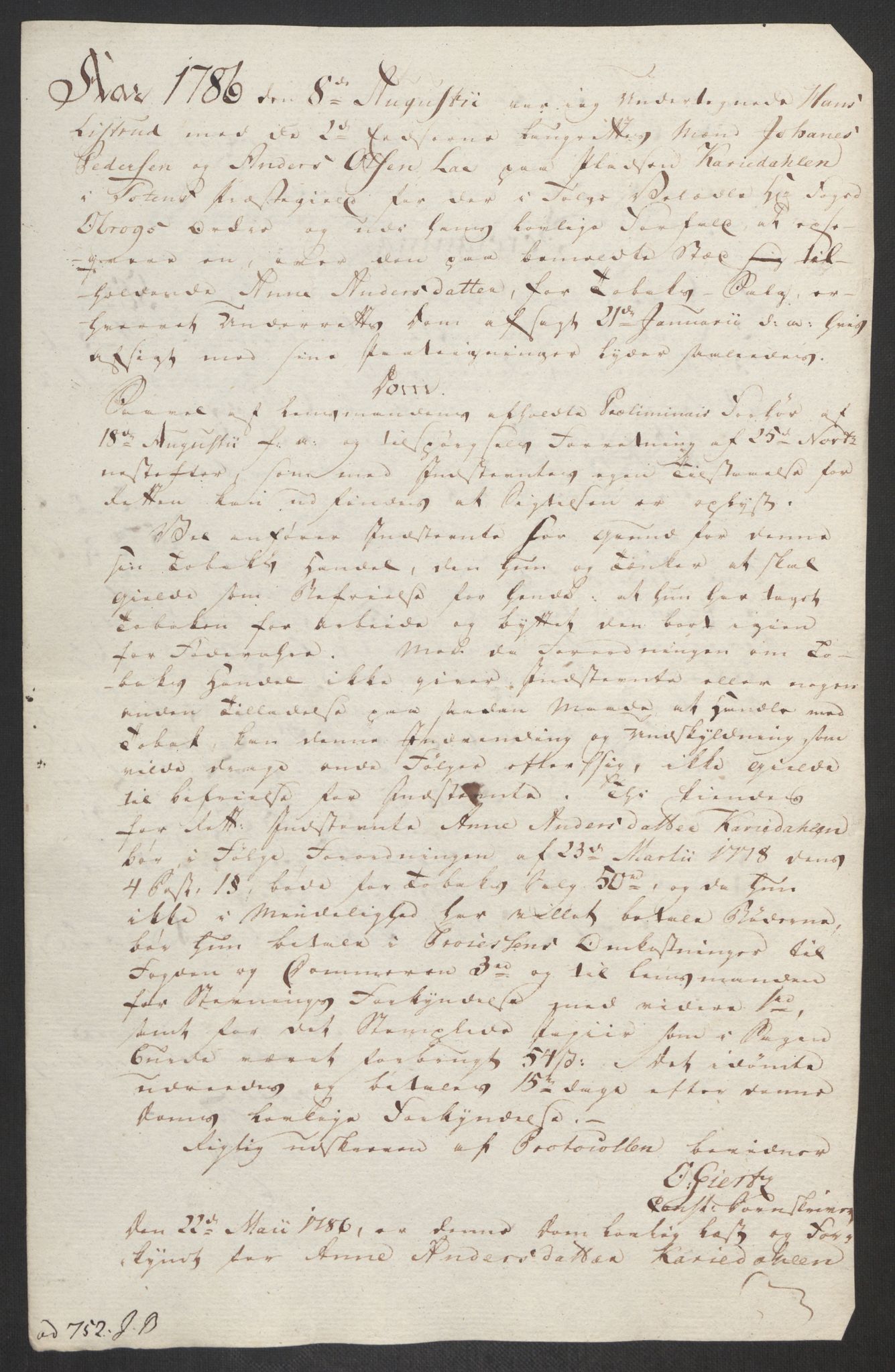 Rentekammeret inntil 1814, Reviderte regnskaper, Fogderegnskap, AV/RA-EA-4092/R19/L1374: Fogderegnskap Toten, Hadeland og Vardal, 1787, p. 201