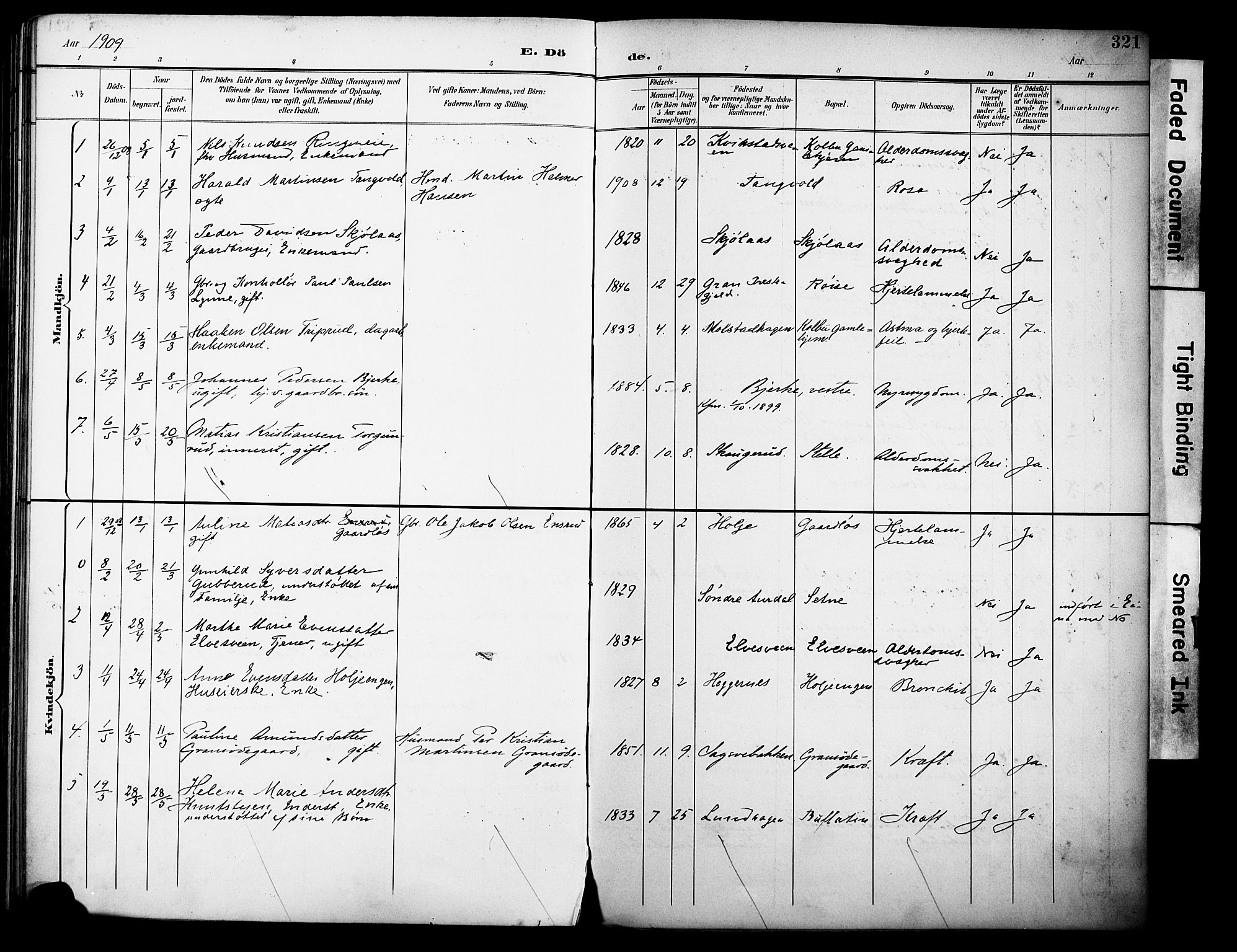 Vestre Toten prestekontor, SAH/PREST-108/H/Ha/Haa/L0013: Parish register (official) no. 13, 1895-1911, p. 321
