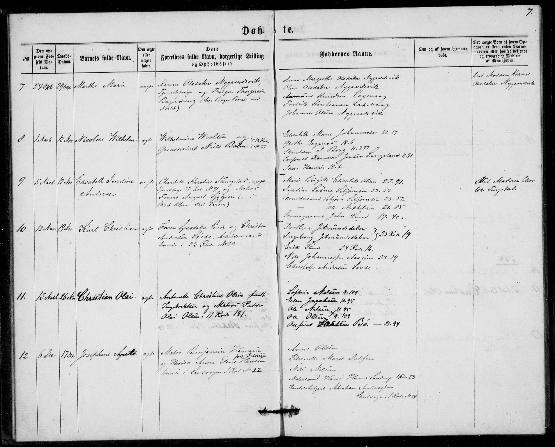 Fødselsstiftelsens sokneprestembete, ført av overlegen*, SAB/-: Parish register (official) no. A 1, 1863-1883, p. 7