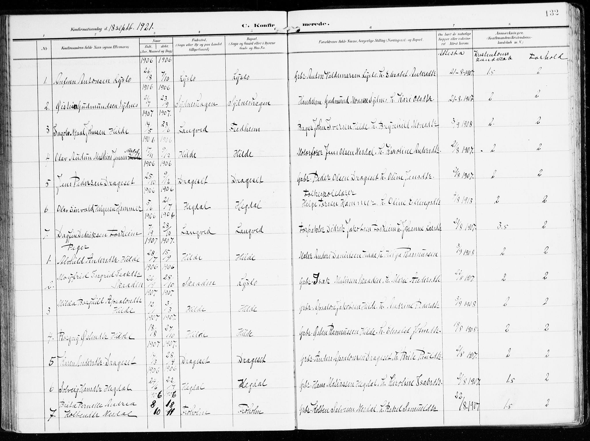 Innvik sokneprestembete, AV/SAB-A-80501: Parish register (official) no. B 2, 1903-1929, p. 132