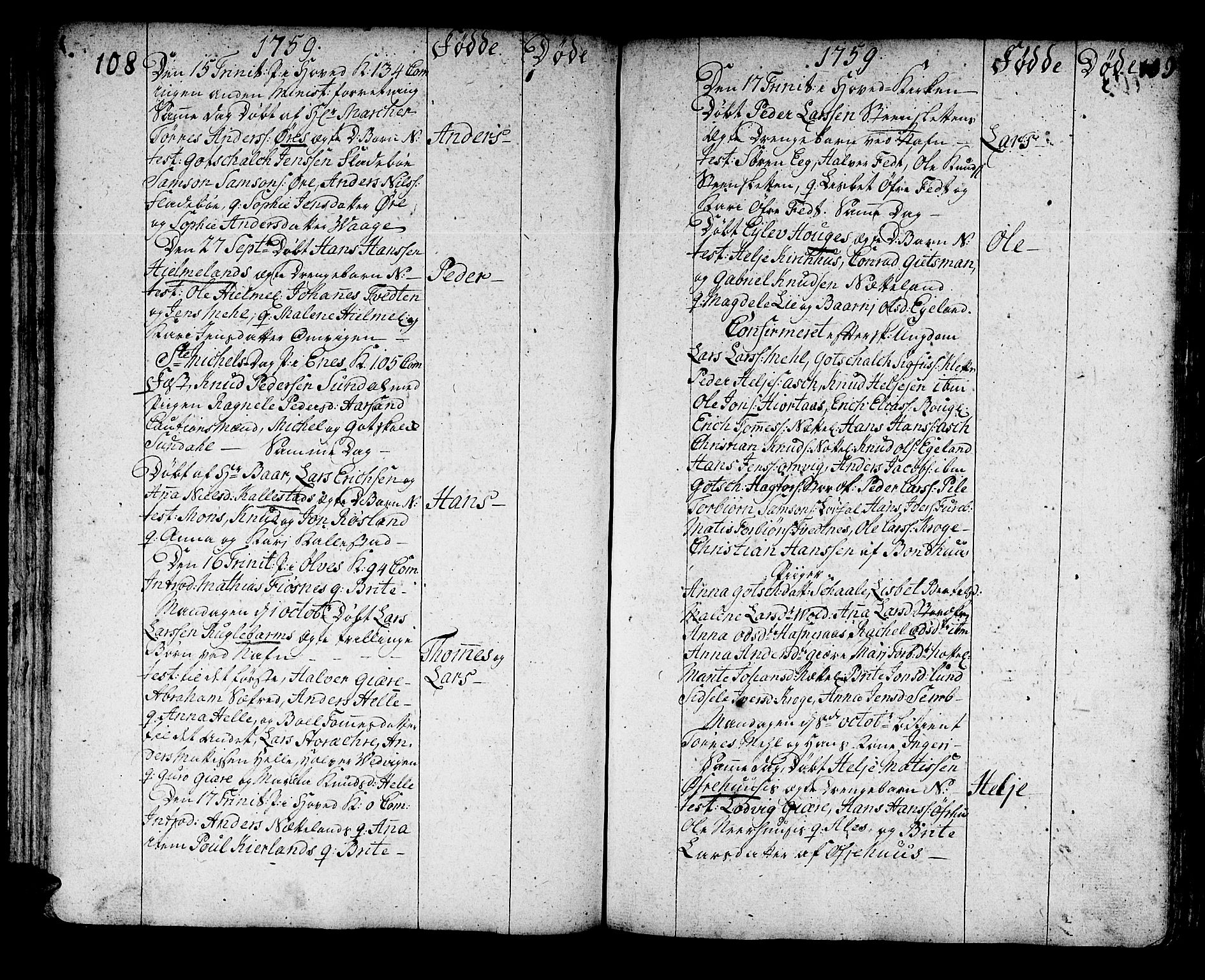 Kvinnherad sokneprestembete, AV/SAB-A-76401/H/Haa: Parish register (official) no. A 3, 1754-1777, p. 108-109