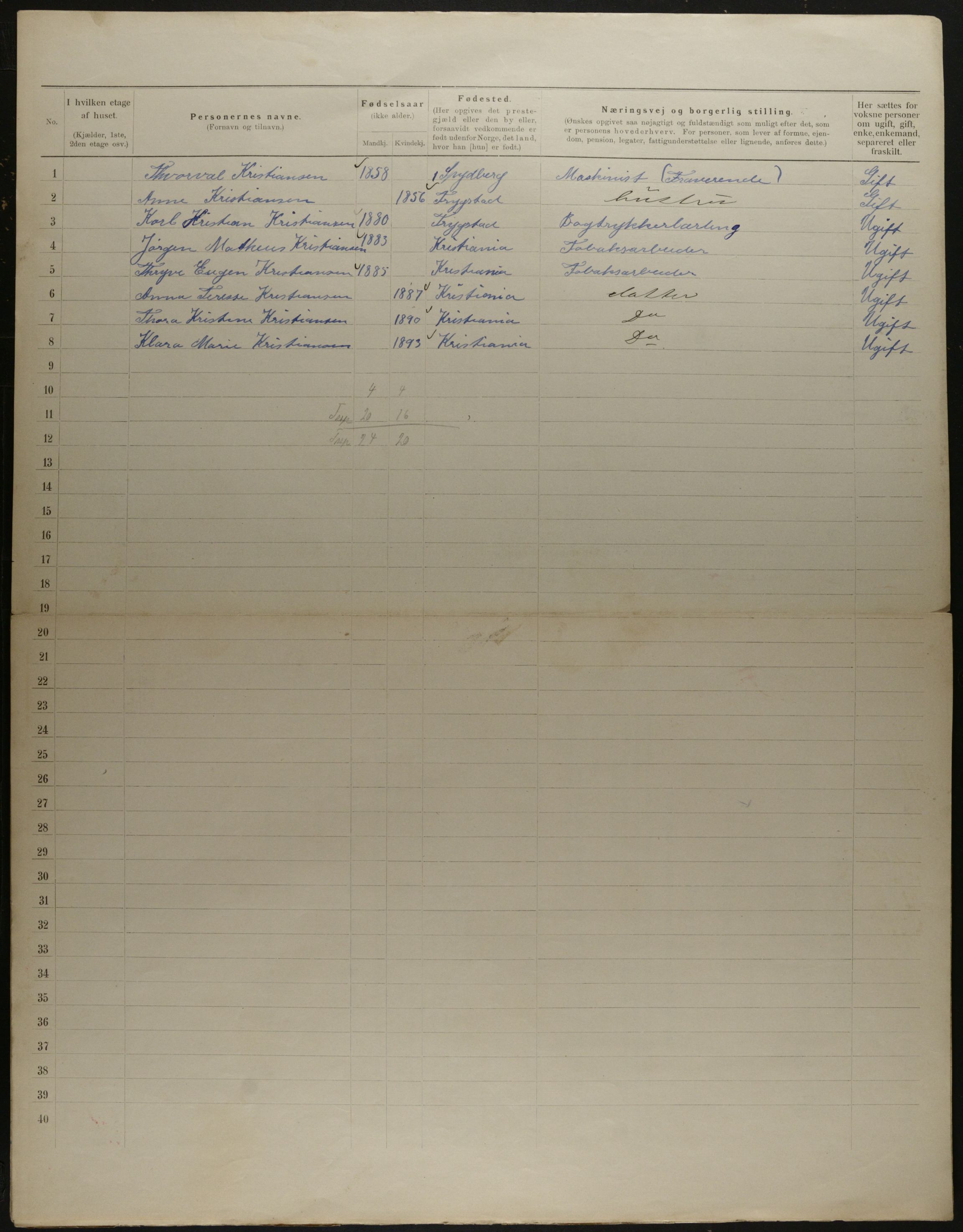 OBA, Municipal Census 1901 for Kristiania, 1901, p. 14578