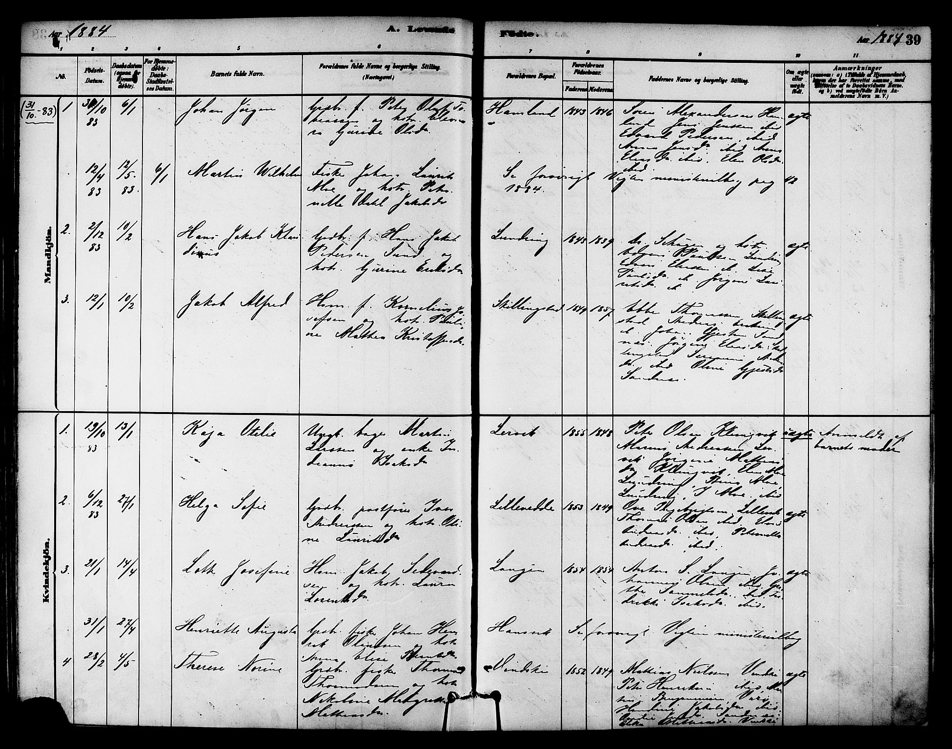 Ministerialprotokoller, klokkerbøker og fødselsregistre - Nord-Trøndelag, SAT/A-1458/784/L0672: Parish register (official) no. 784A07, 1880-1887, p. 39