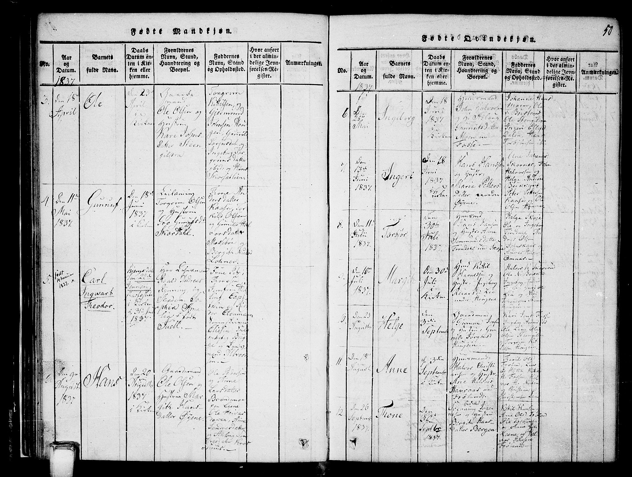 Hjartdal kirkebøker, SAKO/A-270/G/Gb/L0001: Parish register (copy) no. II 1, 1815-1842, p. 50
