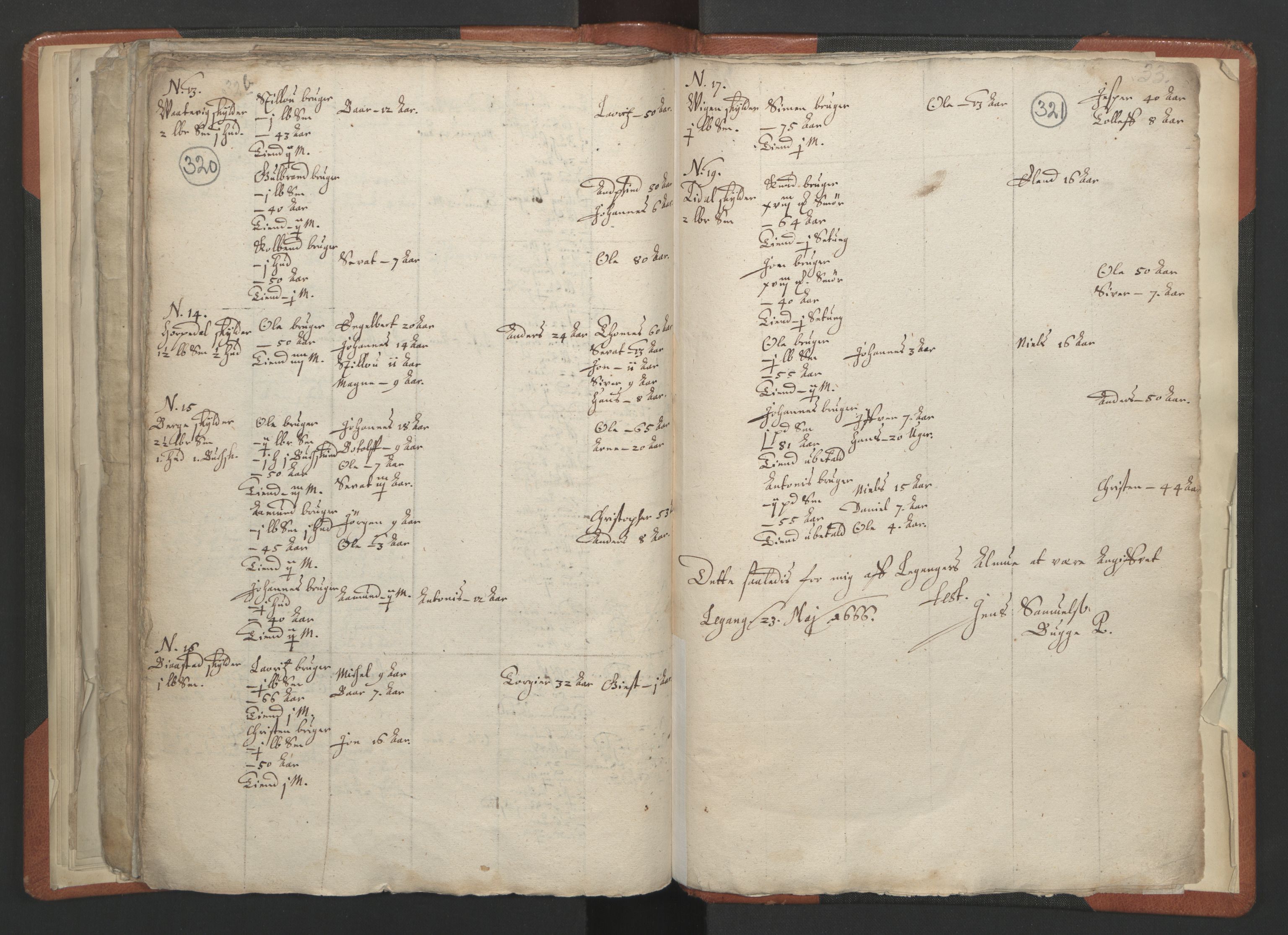 RA, Vicar's Census 1664-1666, no. 23: Sogn deanery, 1664-1666, p. 320-321