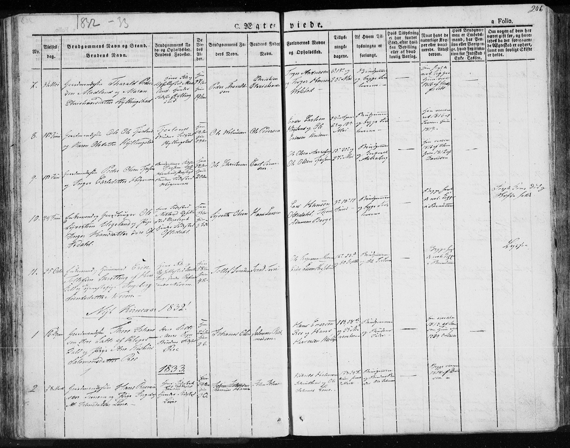 Lye sokneprestkontor, AV/SAST-A-101794/001/30BA/L0004: Parish register (official) no. A 4, 1826-1841, p. 206