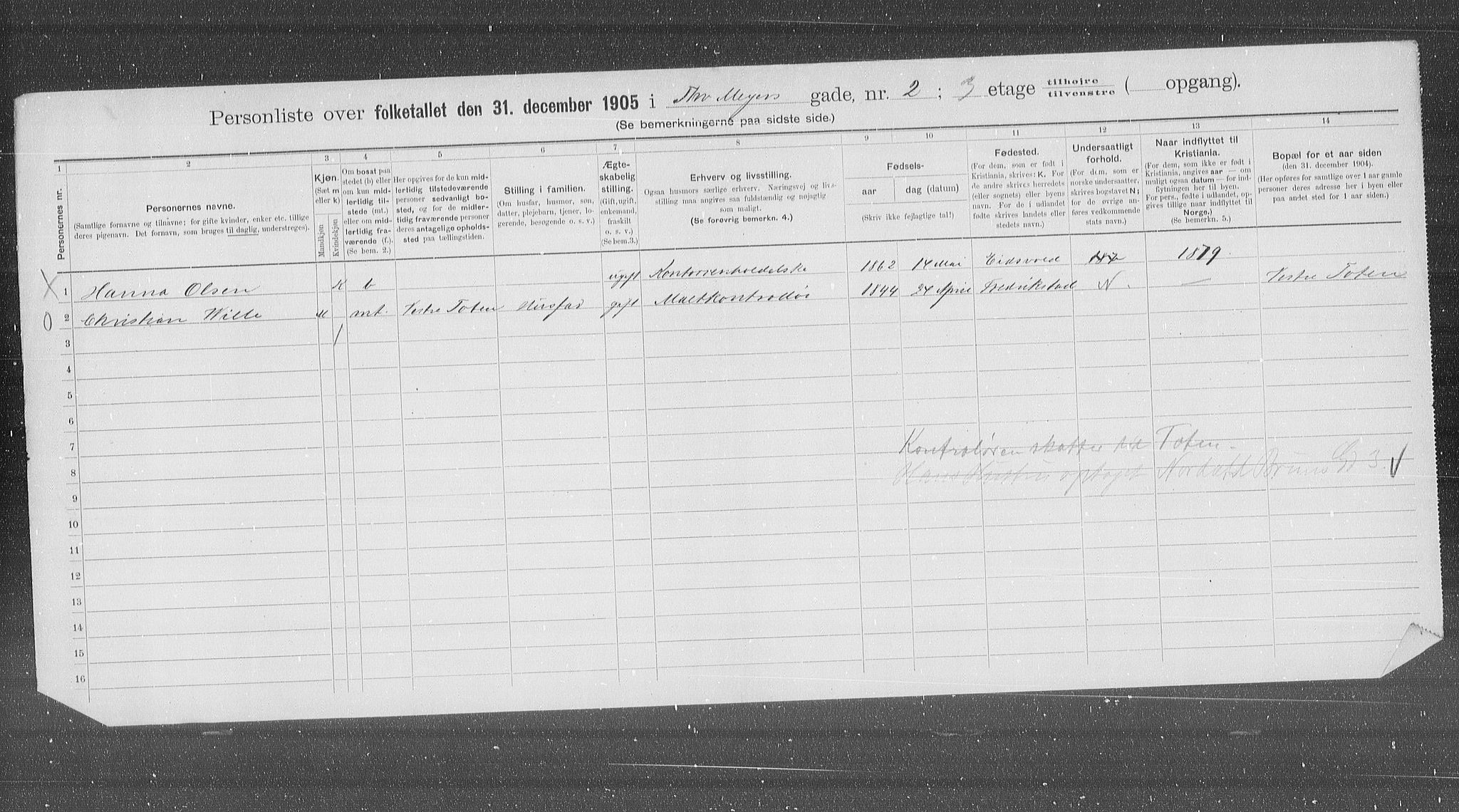 OBA, Municipal Census 1905 for Kristiania, 1905, p. 57345