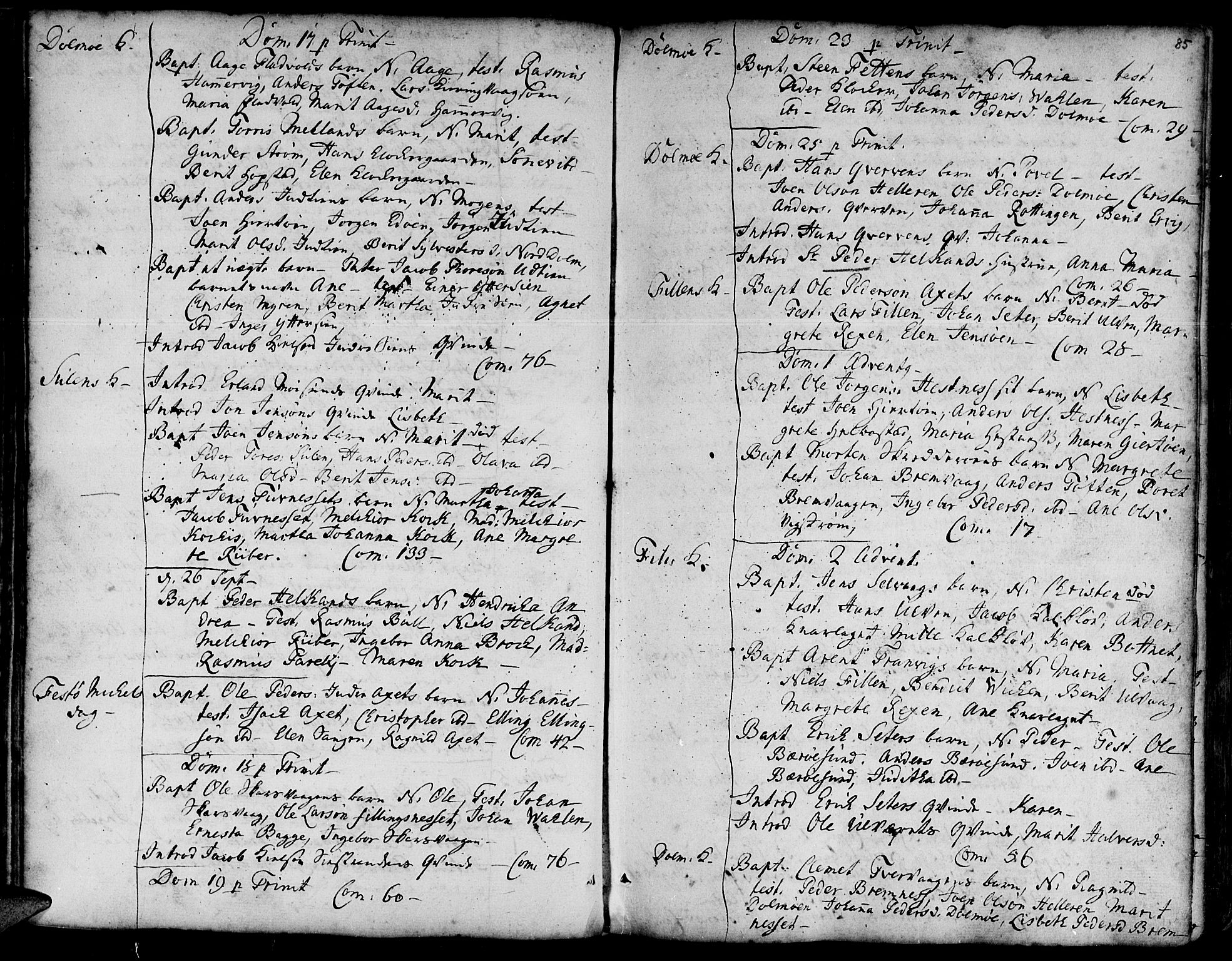 Ministerialprotokoller, klokkerbøker og fødselsregistre - Sør-Trøndelag, SAT/A-1456/634/L0525: Parish register (official) no. 634A01, 1736-1775, p. 85