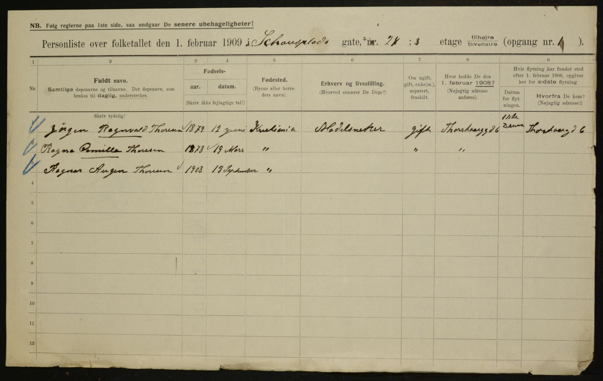 OBA, Municipal Census 1909 for Kristiania, 1909, p. 82266