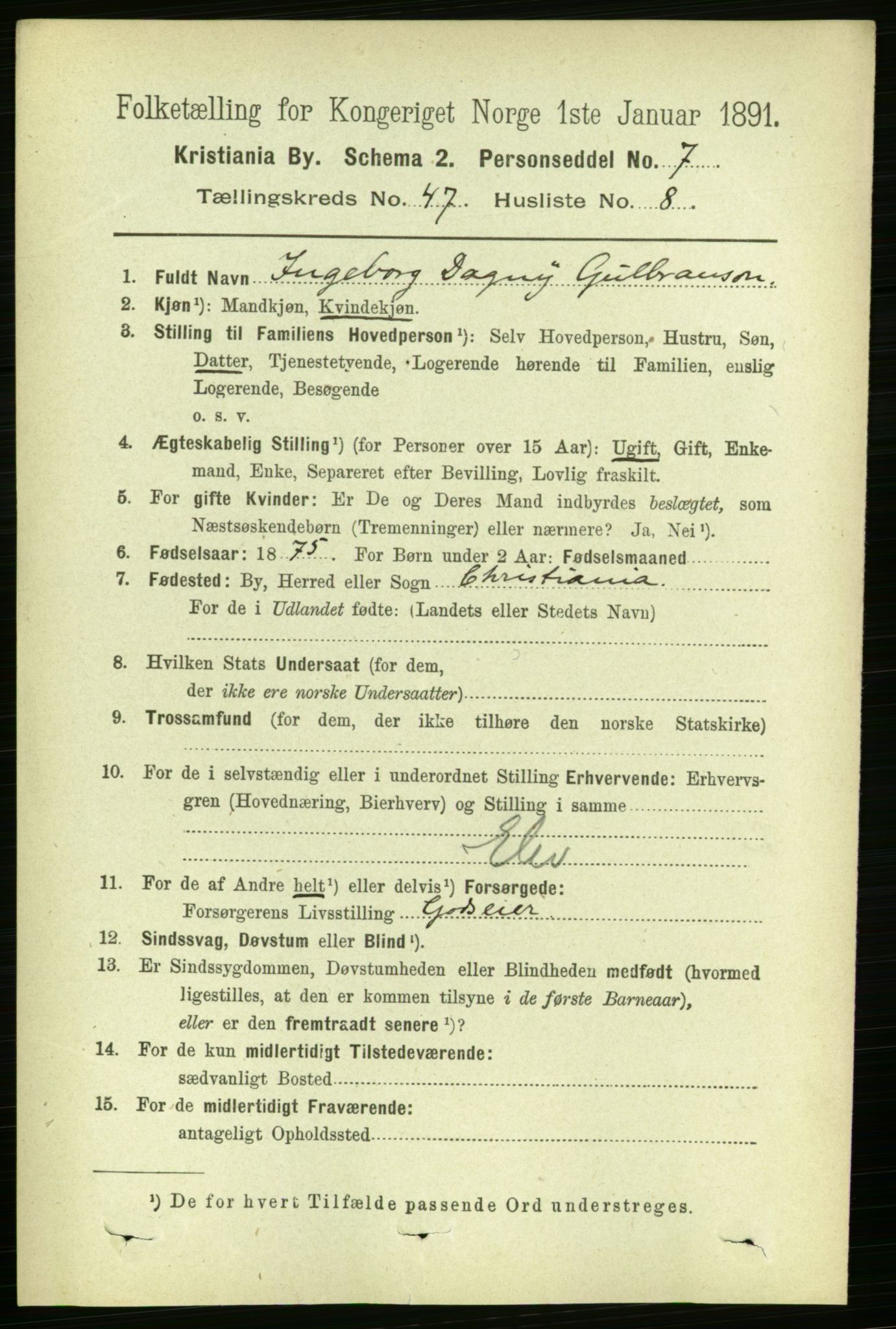 RA, 1891 census for 0301 Kristiania, 1891, p. 28274