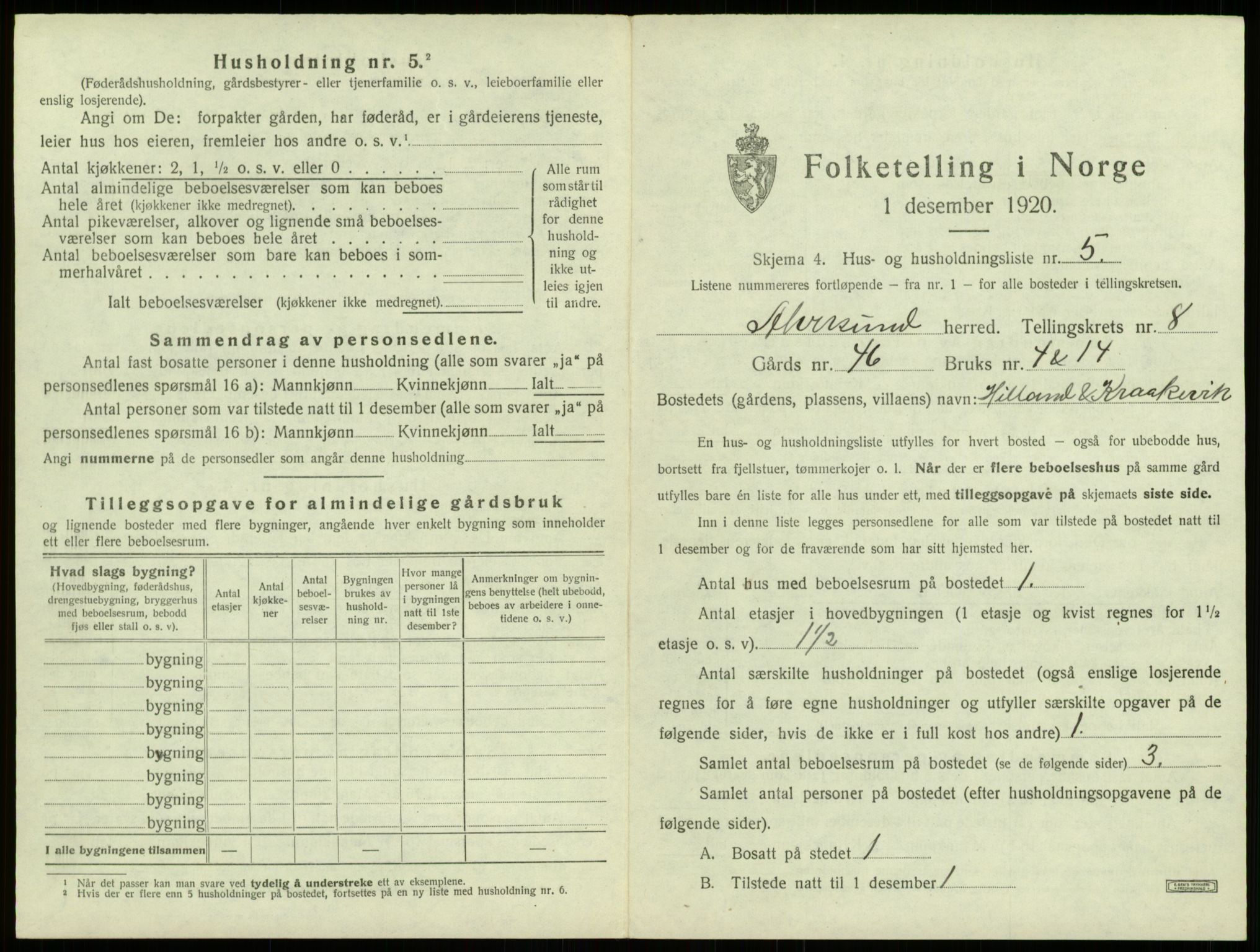 SAB, 1920 census for Alversund, 1920, p. 589