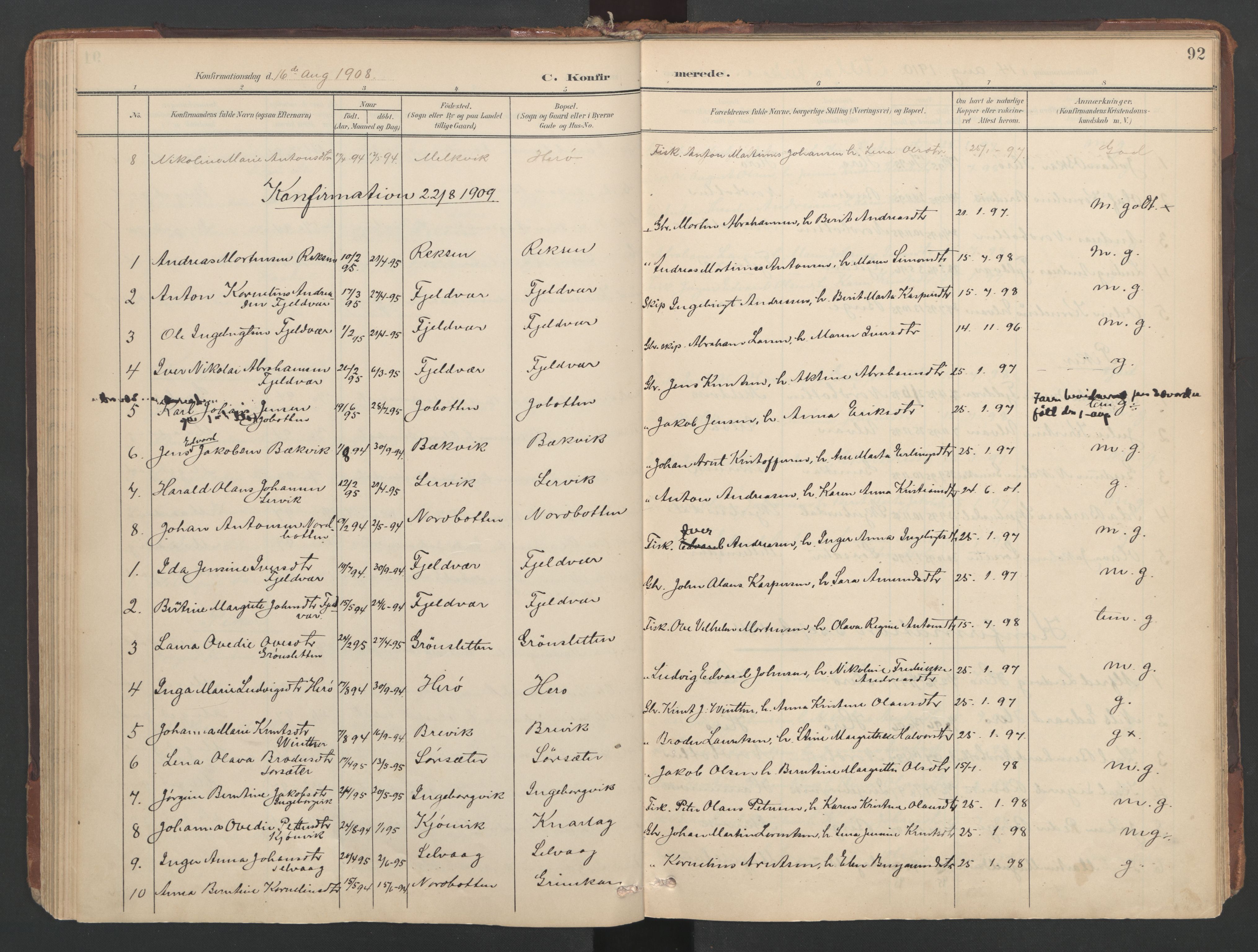 Ministerialprotokoller, klokkerbøker og fødselsregistre - Sør-Trøndelag, SAT/A-1456/638/L0568: Parish register (official) no. 638A01, 1901-1916, p. 92