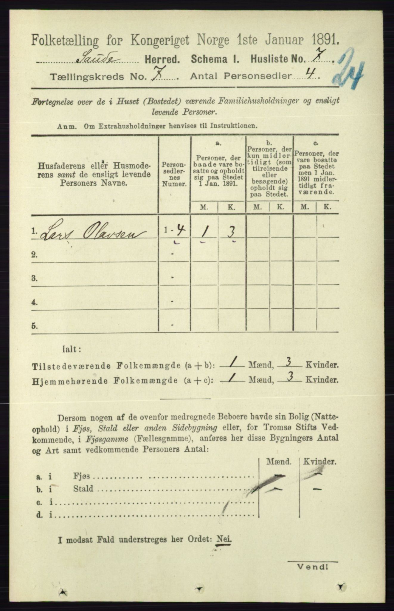 RA, 1891 census for 0822 Sauherad, 1891, p. 1990