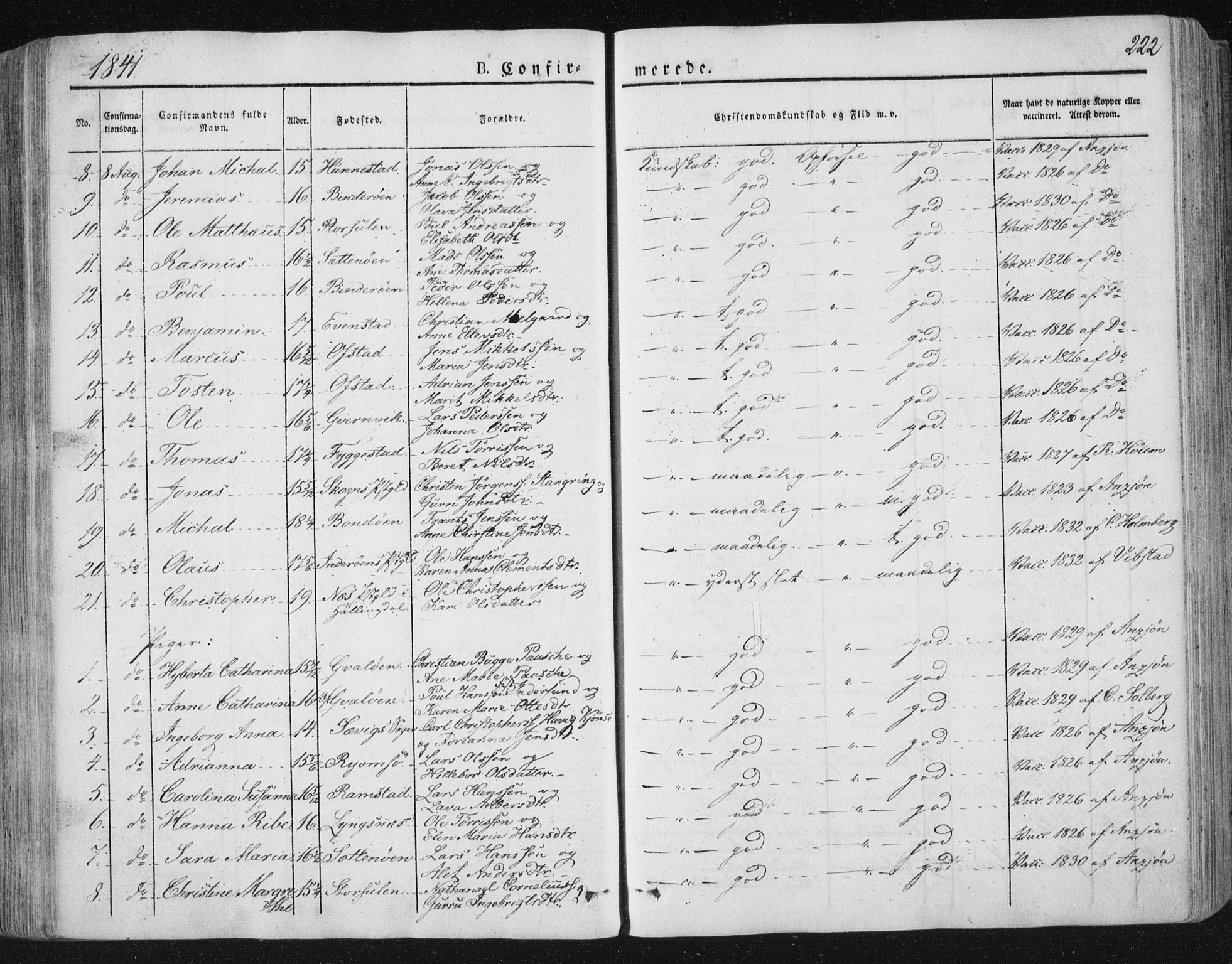 Ministerialprotokoller, klokkerbøker og fødselsregistre - Nord-Trøndelag, SAT/A-1458/784/L0669: Parish register (official) no. 784A04, 1829-1859, p. 222