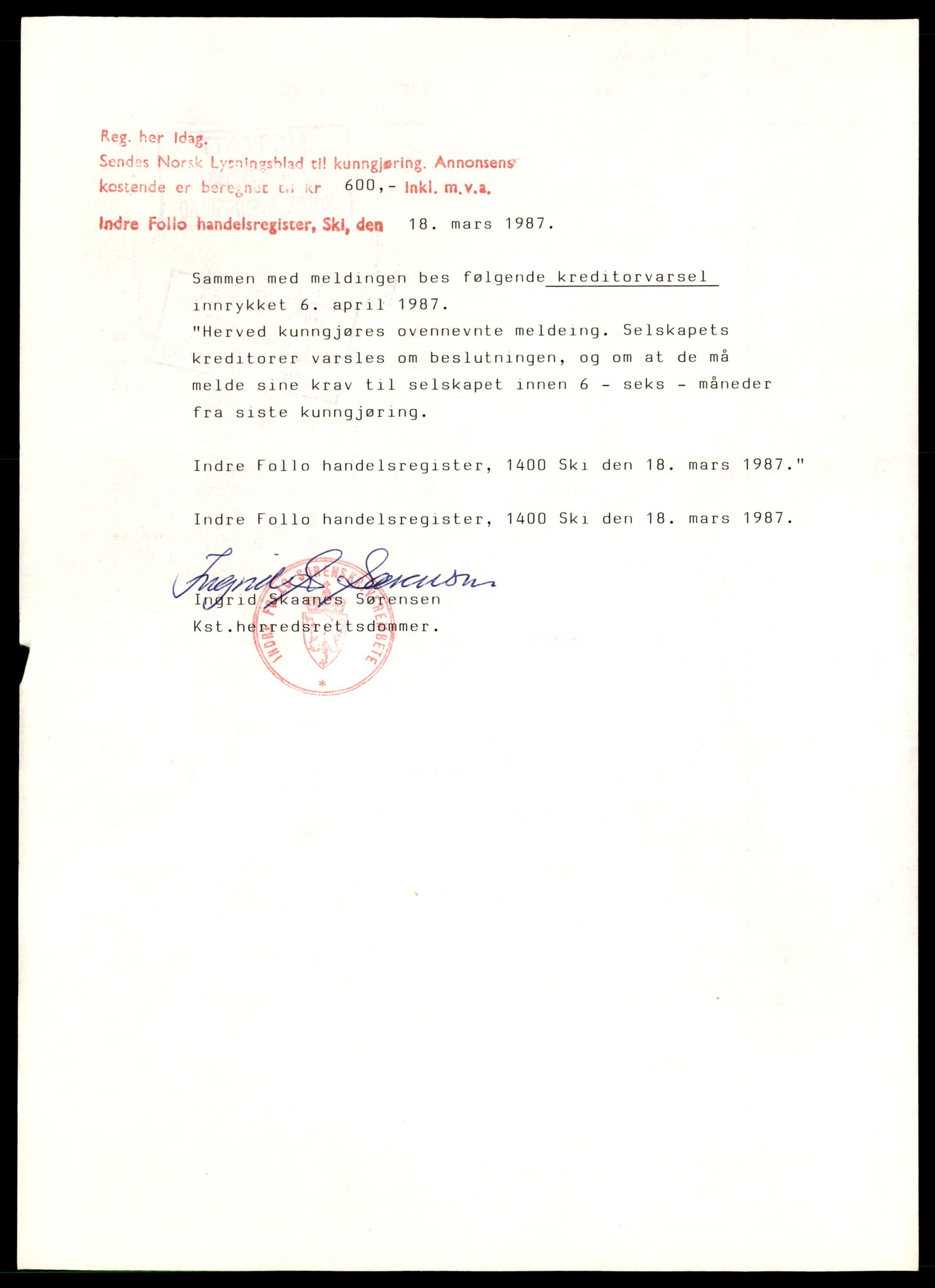 Indre Follo tingrett, AV/SAT-A-10086/K/Kb/Kbb/L0055: Andelslag, Val - Å, 1944-1990, p. 2