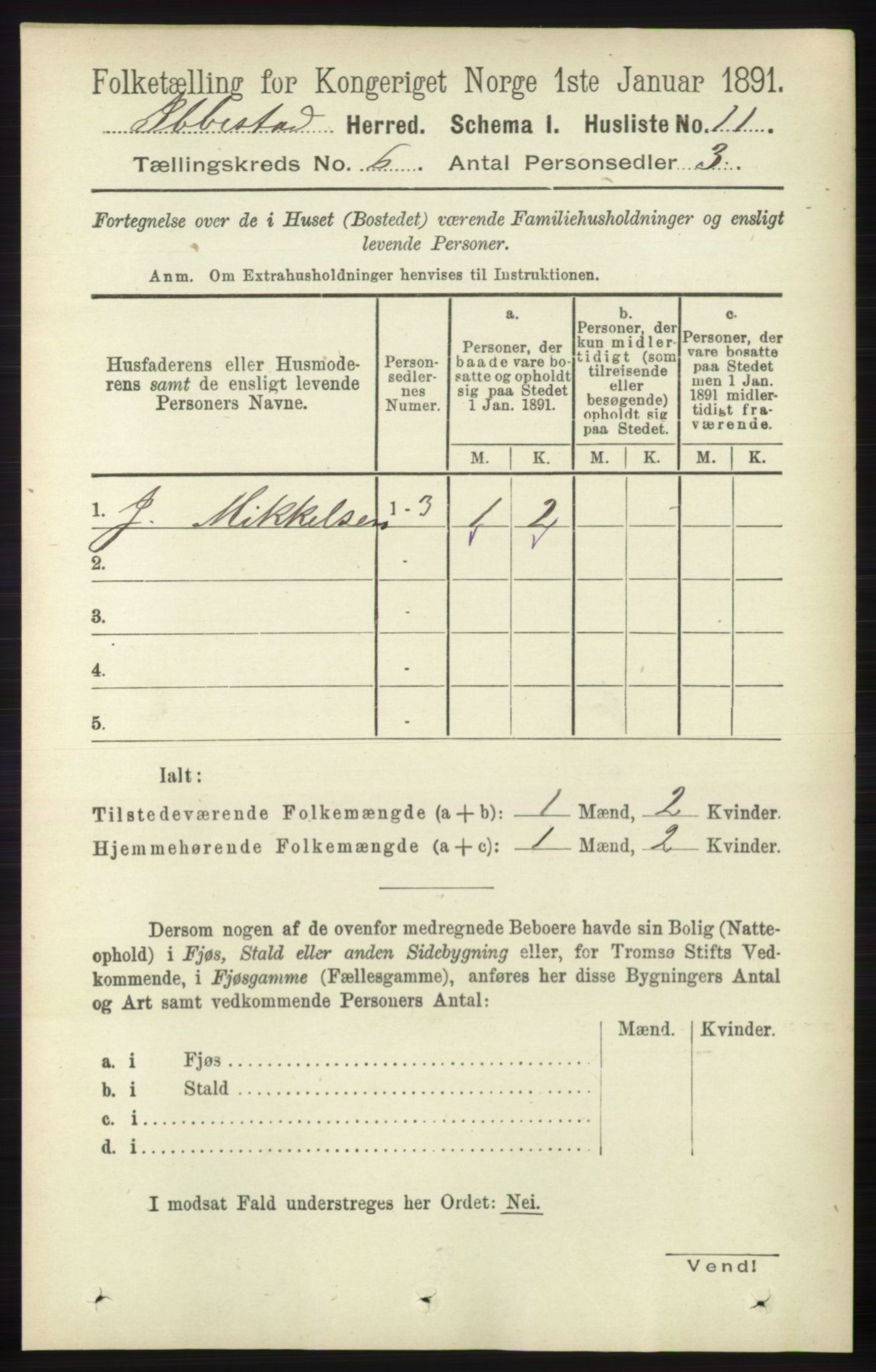 RA, 1891 census for 1917 Ibestad, 1891, p. 3495