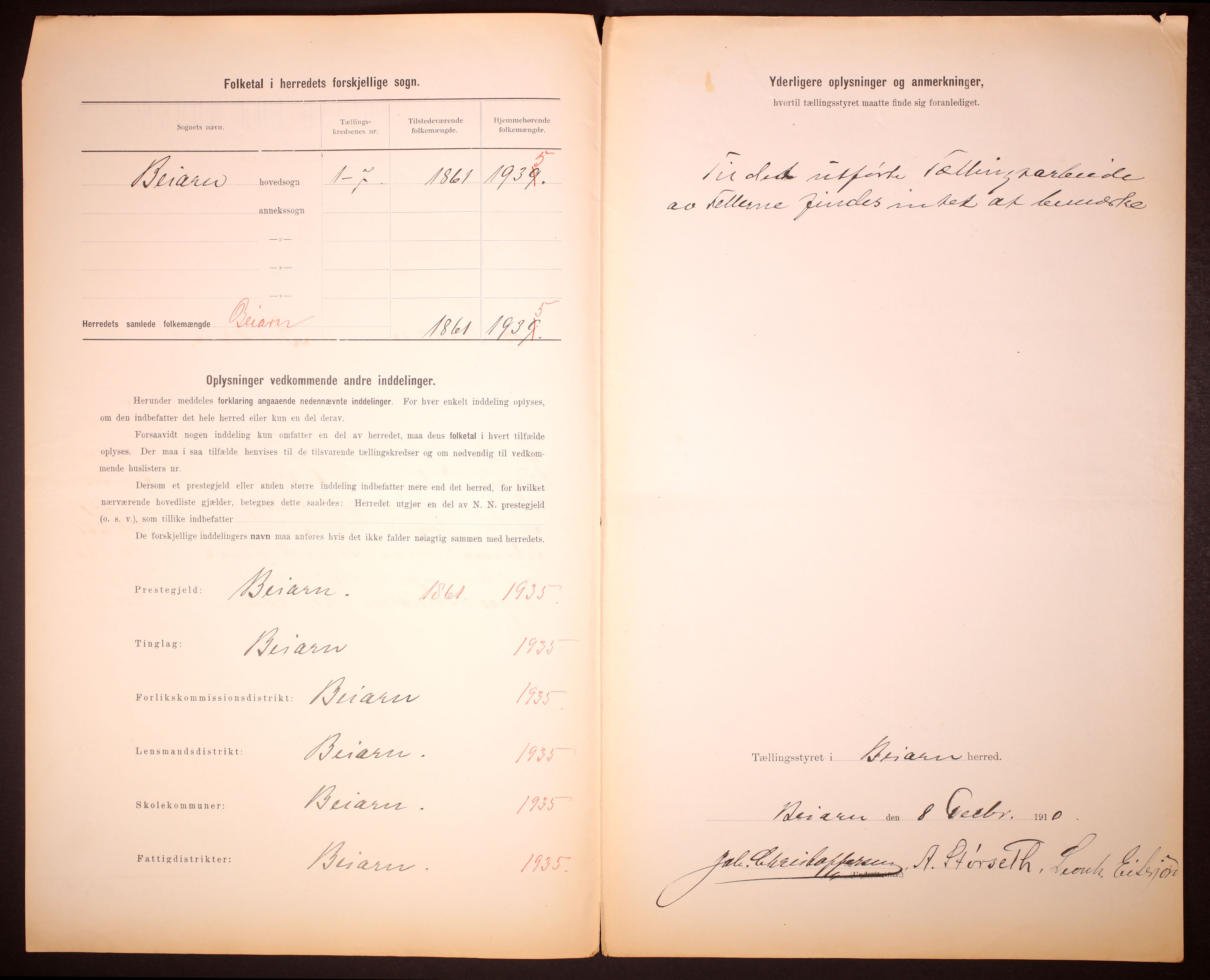 RA, 1910 census for Beiarn, 1910, p. 3