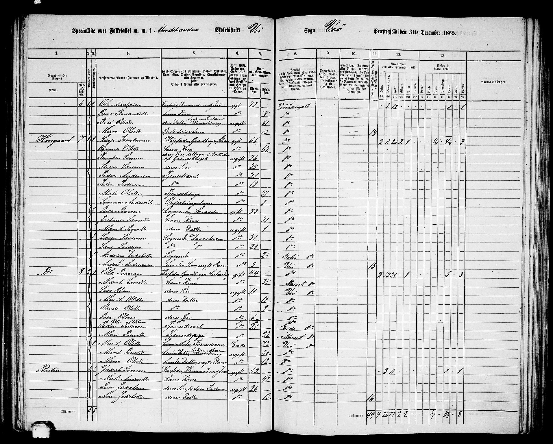 RA, 1865 census for Veøy, 1865, p. 22