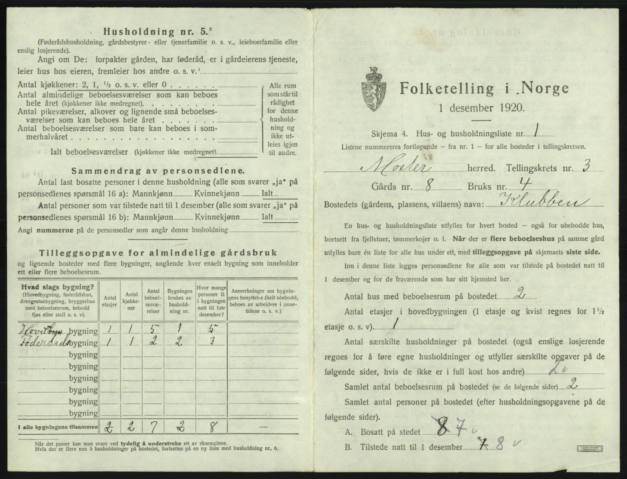 SAB, 1920 census for Moster, 1920, p. 114