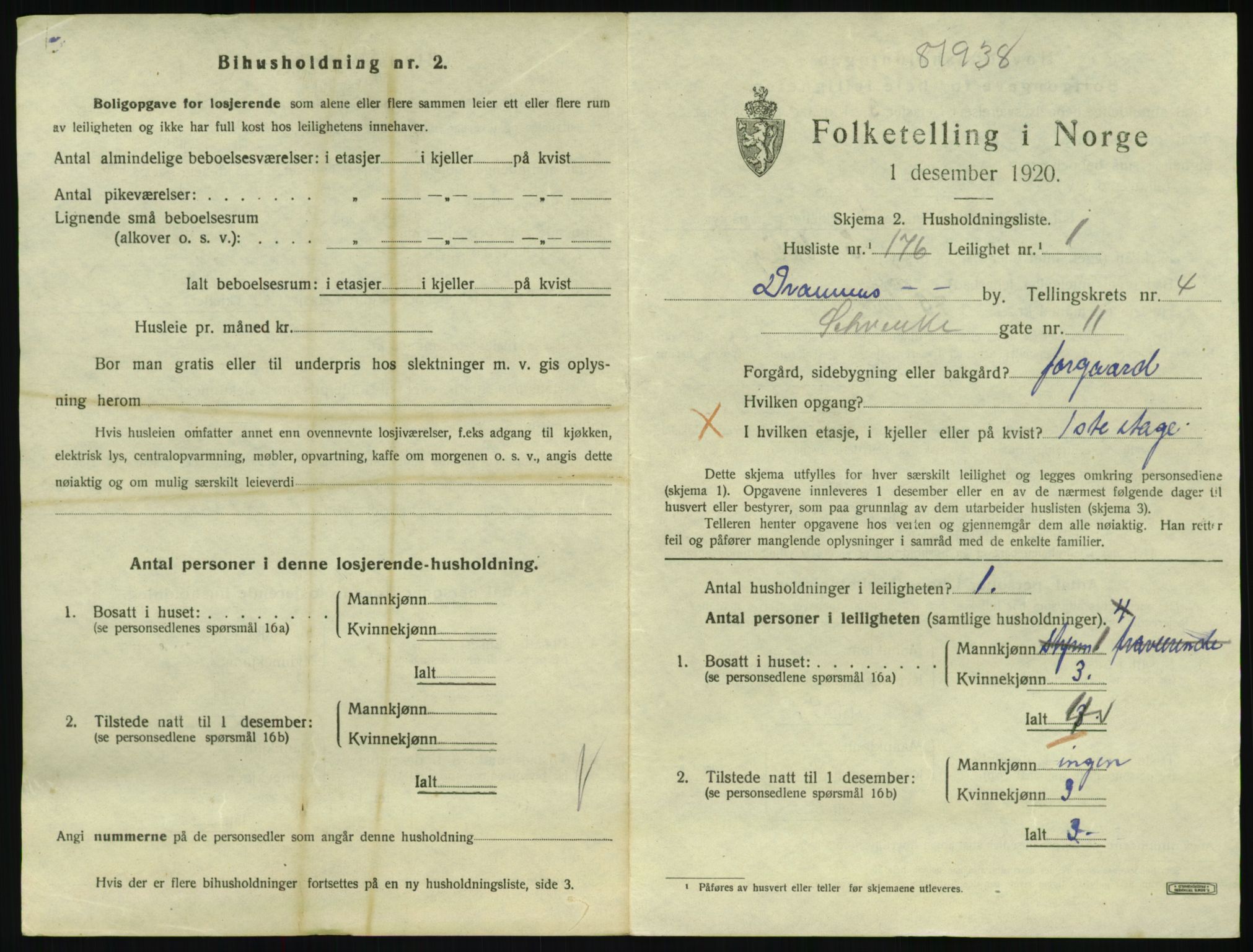 SAKO, 1920 census for Drammen, 1920, p. 9905