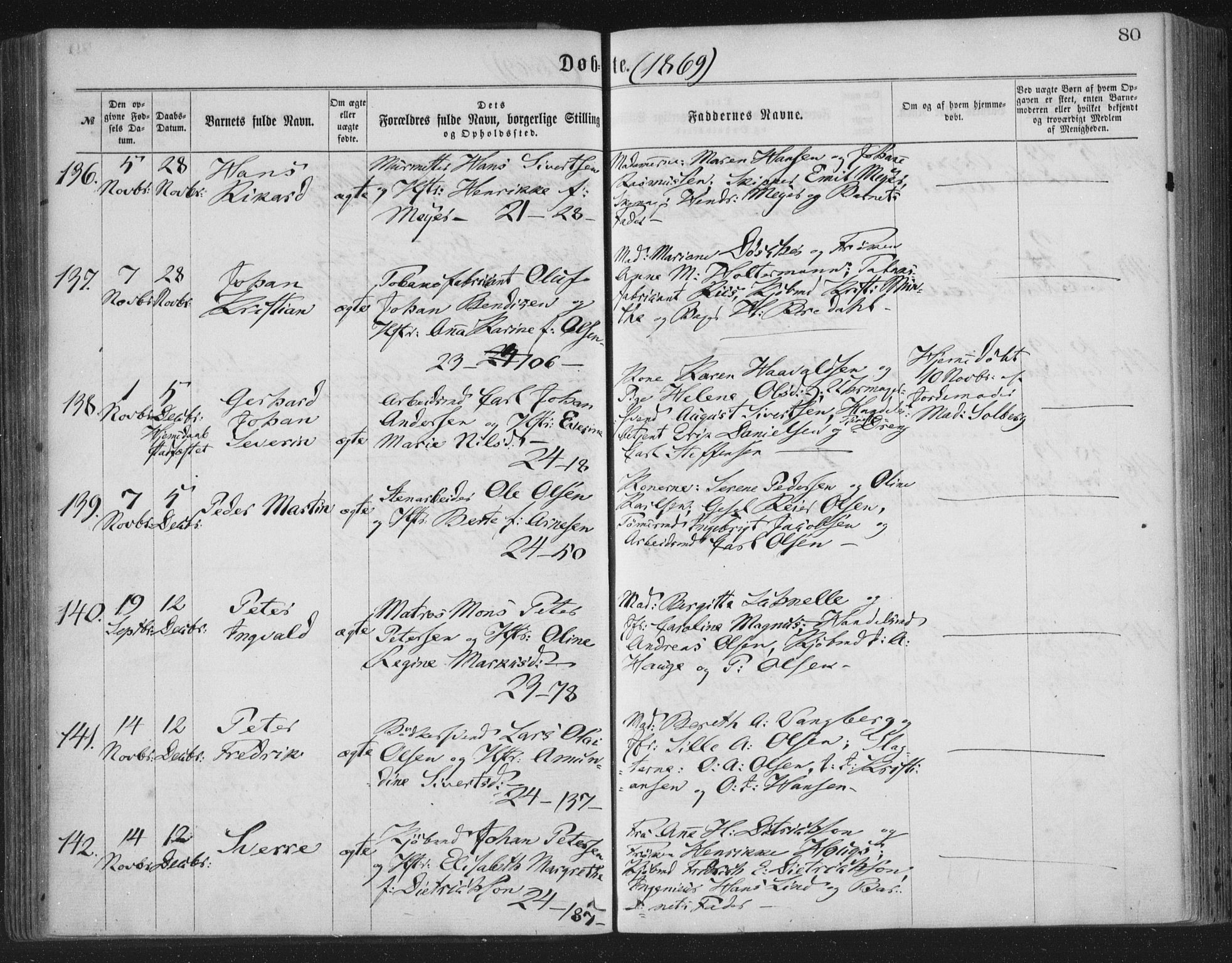 Korskirken sokneprestembete, AV/SAB-A-76101/H/Haa/L0019: Parish register (official) no. B 5, 1866-1871, p. 80